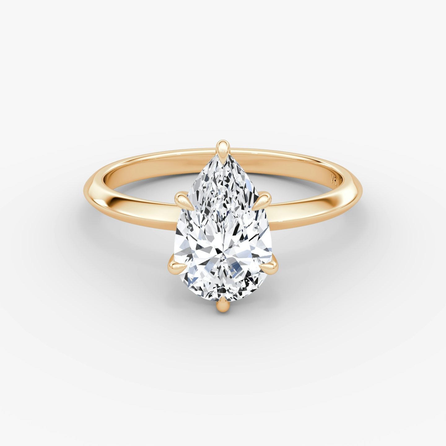 The Knife-Edge | Pear | 14k | Rose Gold | bandAccent: Plain | hiddenHalo: yes | diamondOrientation: vertical | caratWeight: other