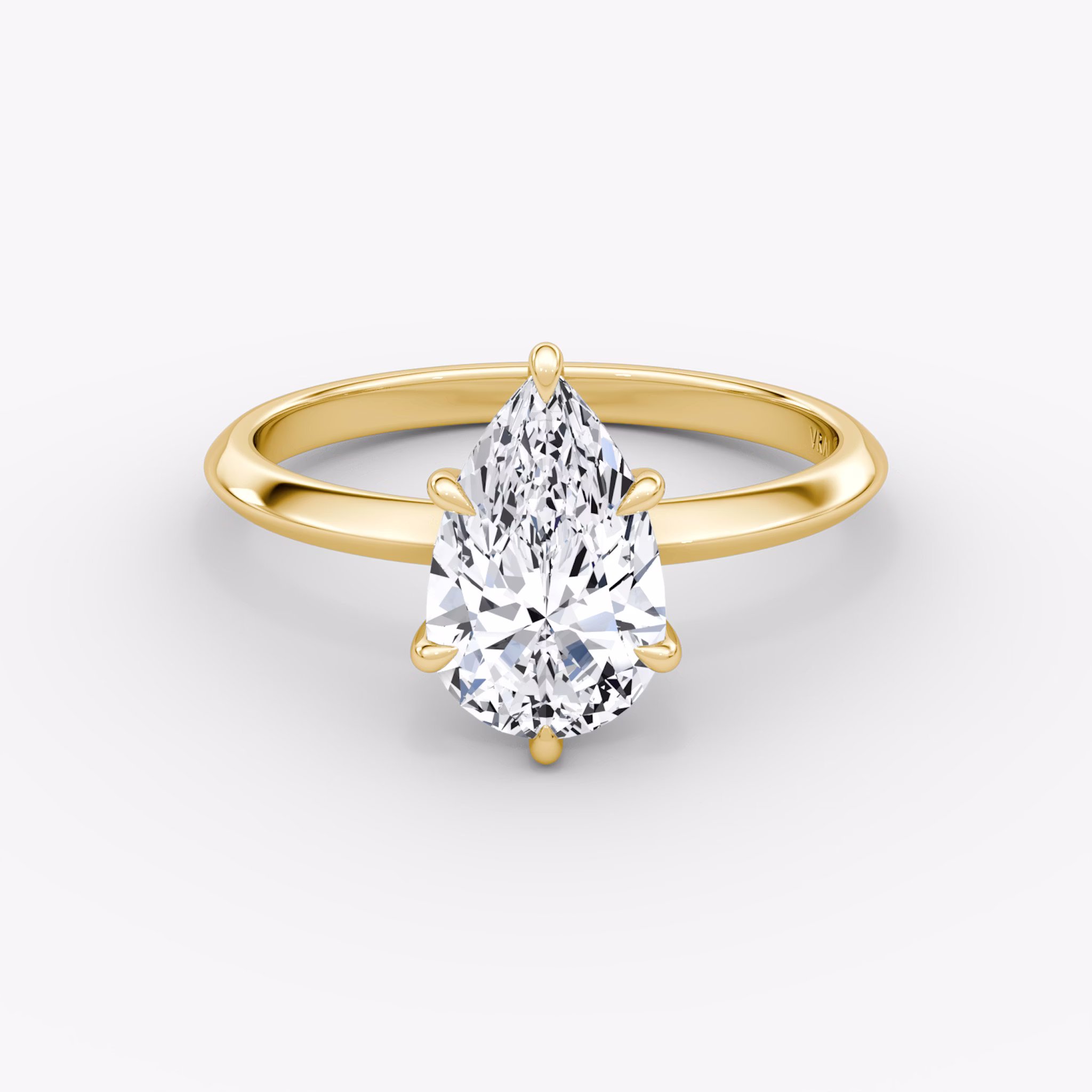 The Knife-Edge | Pear | 18k | Yellow Gold | bandAccent: Plain | hiddenHalo: yes | diamondOrientation: vertical | caratWeight: other