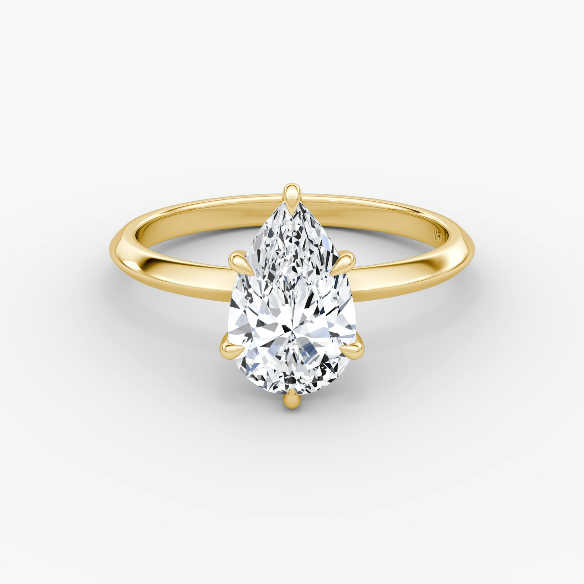 The Knife-Edge | Pear | 18k | Yellow Gold | bandAccent: Plain | hiddenHalo: yes | diamondOrientation: vertical | caratWeight: other