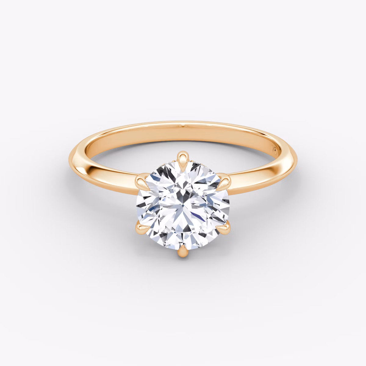 The Knife-Edge | Round Brilliant | 14k | Rose Gold | bandAccent: Plain | caratWeight: other | hiddenHalo: yes | diamondOrientation: vertical