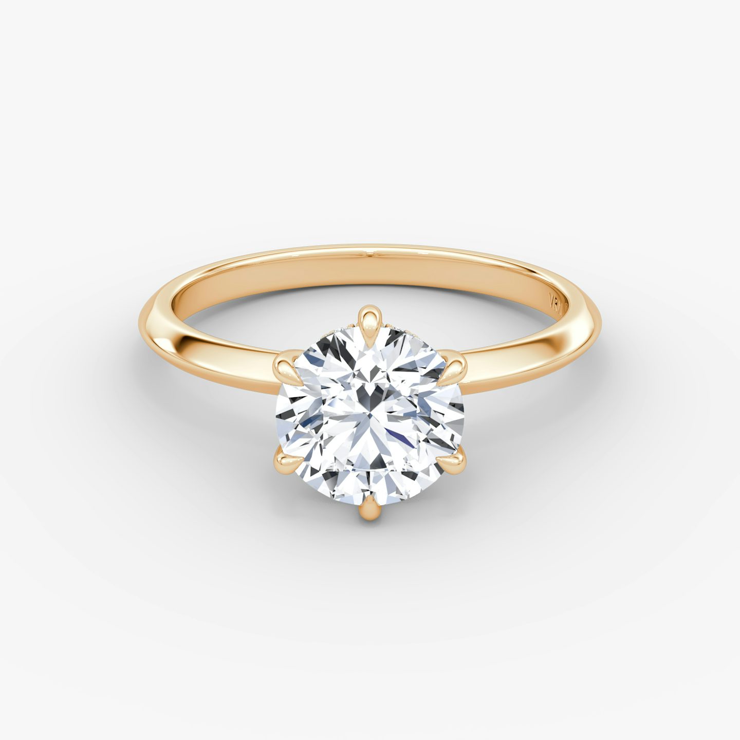 The Knife-Edge | Round Brilliant | 14k | Rose Gold | bandAccent: Plain | caratWeight: other | hiddenHalo: yes | diamondOrientation: vertical