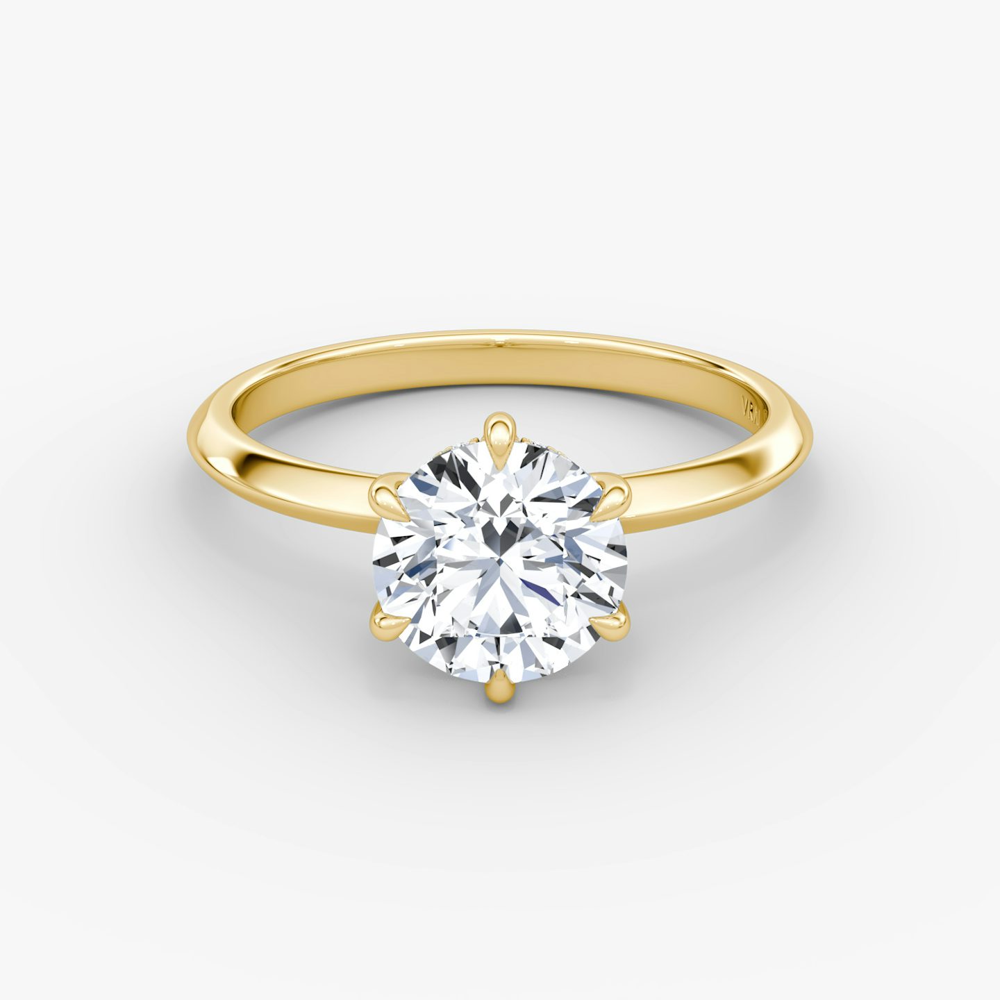 The Knife-Edge | Round Brilliant | 18k | Yellow Gold | bandAccent: Plain | caratWeight: 1.0ct | hiddenHalo: yes | diamondOrientation: vertical