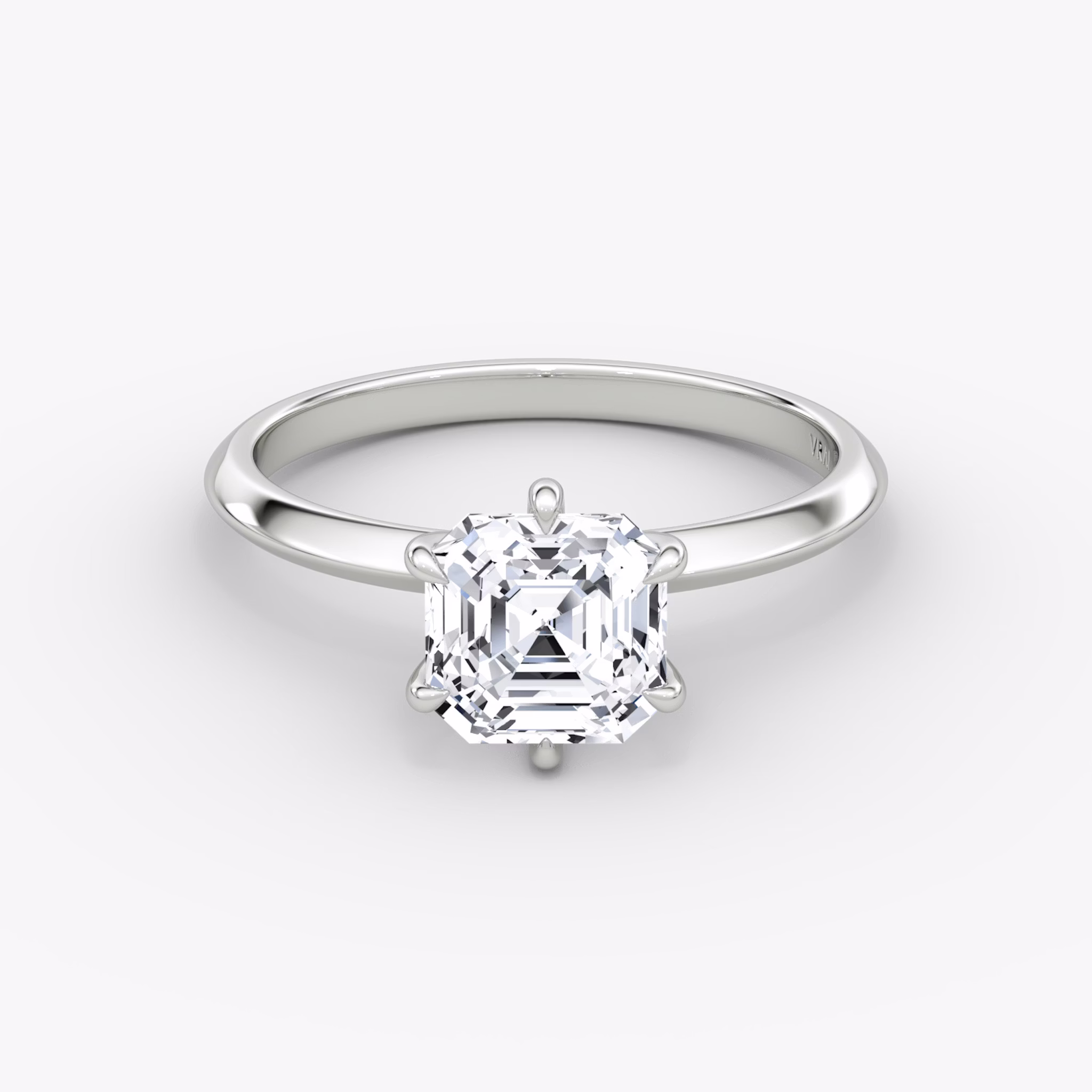 The Knife-Edge | Asscher | 18k | White Gold | bandAccent: Plain | hiddenHalo: no | diamondOrientation: vertical | caratWeight: other