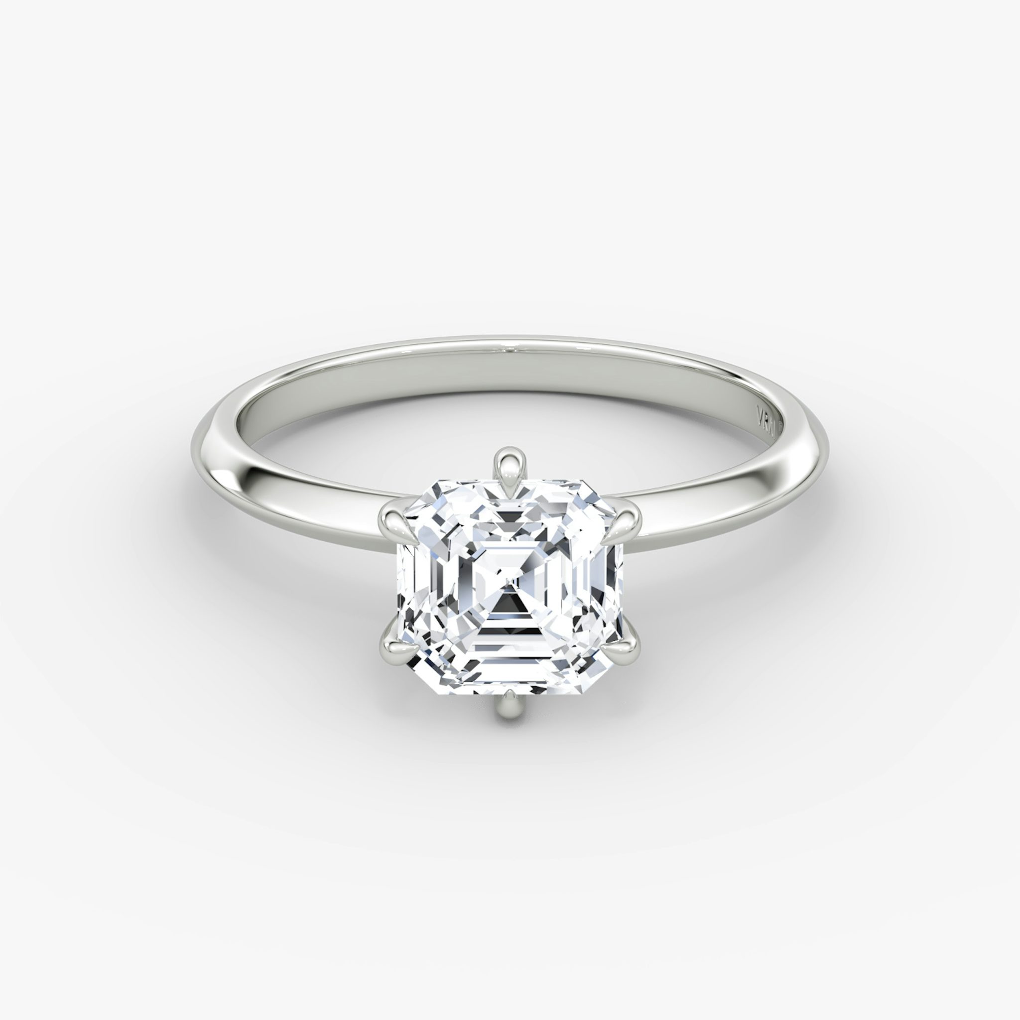 The Knife-Edge | Asscher | 18k | White Gold | bandAccent: Plain | hiddenHalo: no | diamondOrientation: vertical | caratWeight: other
