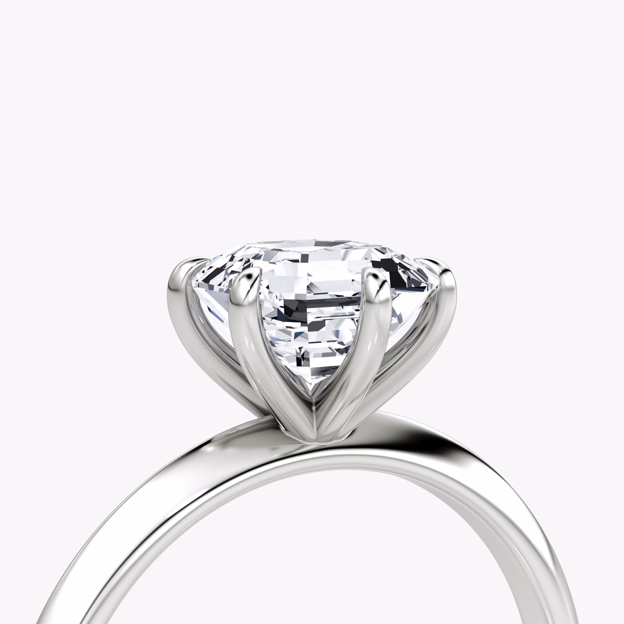 The Knife-Edge | Asscher | 18k | White Gold | bandAccent: Plain | hiddenHalo: no | diamondOrientation: vertical | caratWeight: other