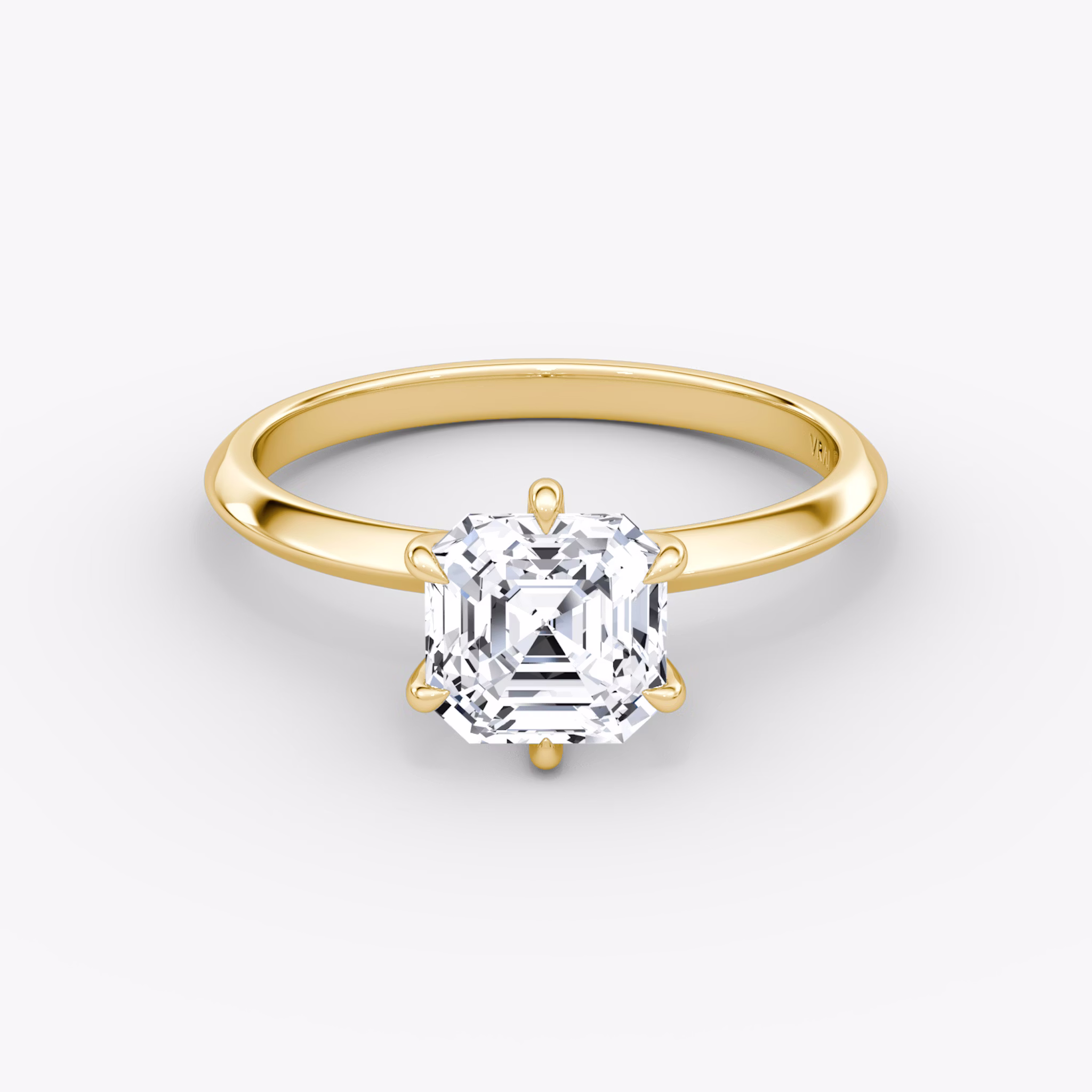 The Knife-Edge | Asscher | 18k | Yellow Gold | bandAccent: Plain | hiddenHalo: no | diamondOrientation: vertical | caratWeight: other