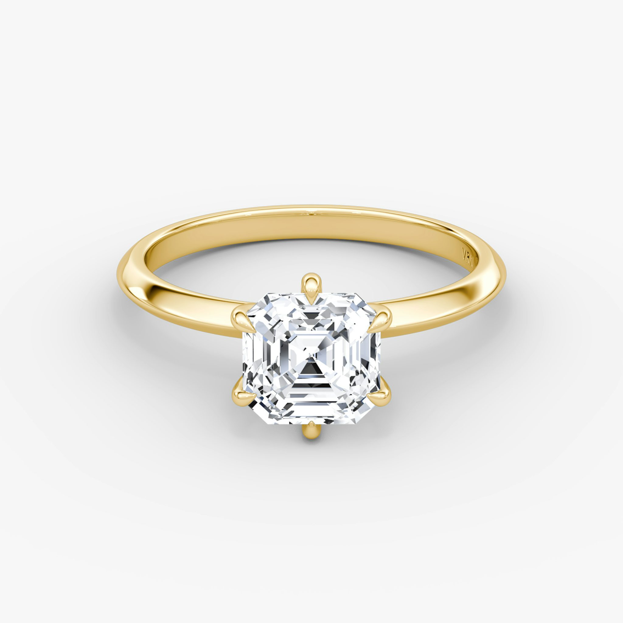 The Knife-Edge | Asscher | 18k | Yellow Gold | bandAccent: Plain | hiddenHalo: no | diamondOrientation: vertical | caratWeight: other