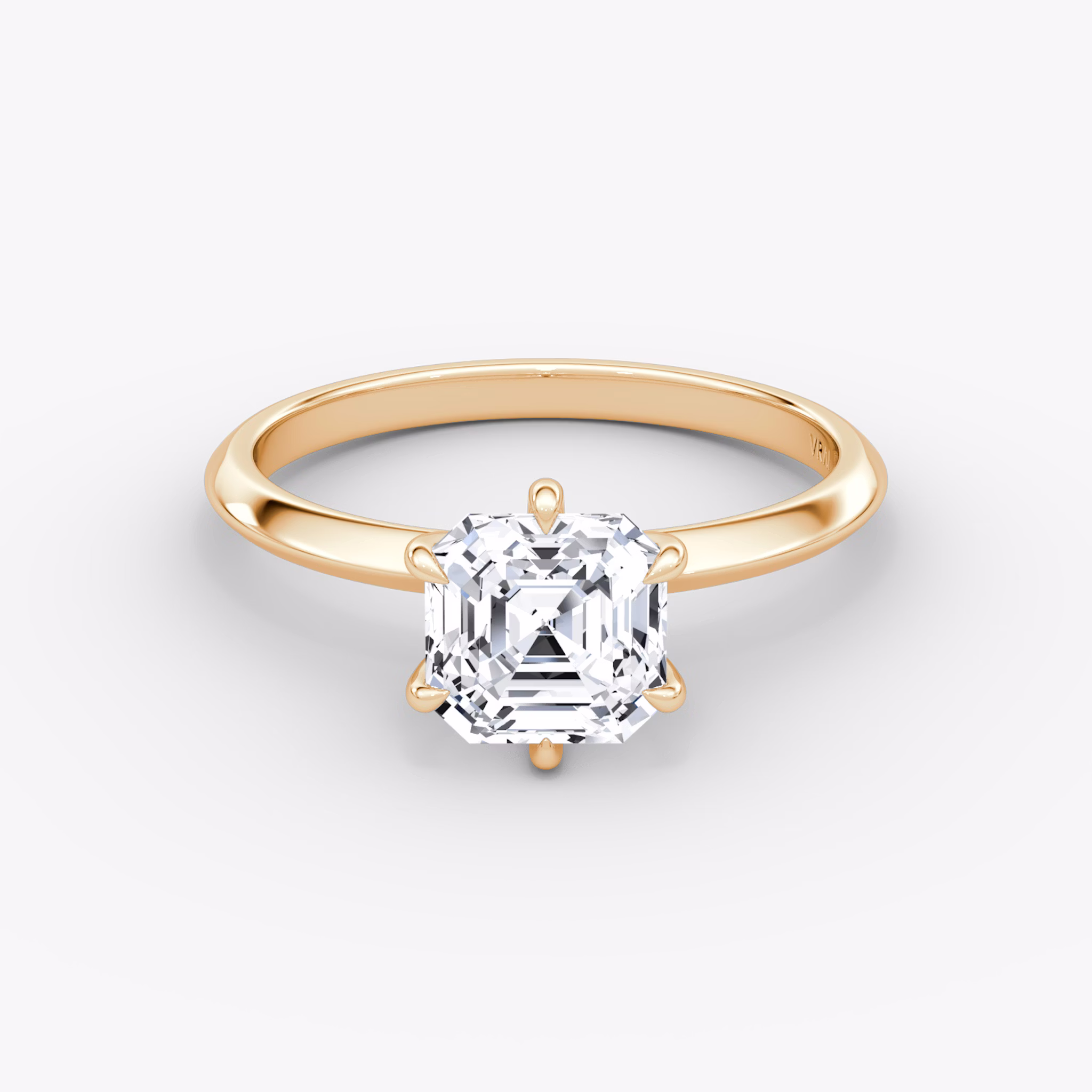 The Knife-Edge | Asscher | 14k | Rose Gold | bandAccent: Plain | hiddenHalo: no | diamondOrientation: vertical | caratWeight: other
