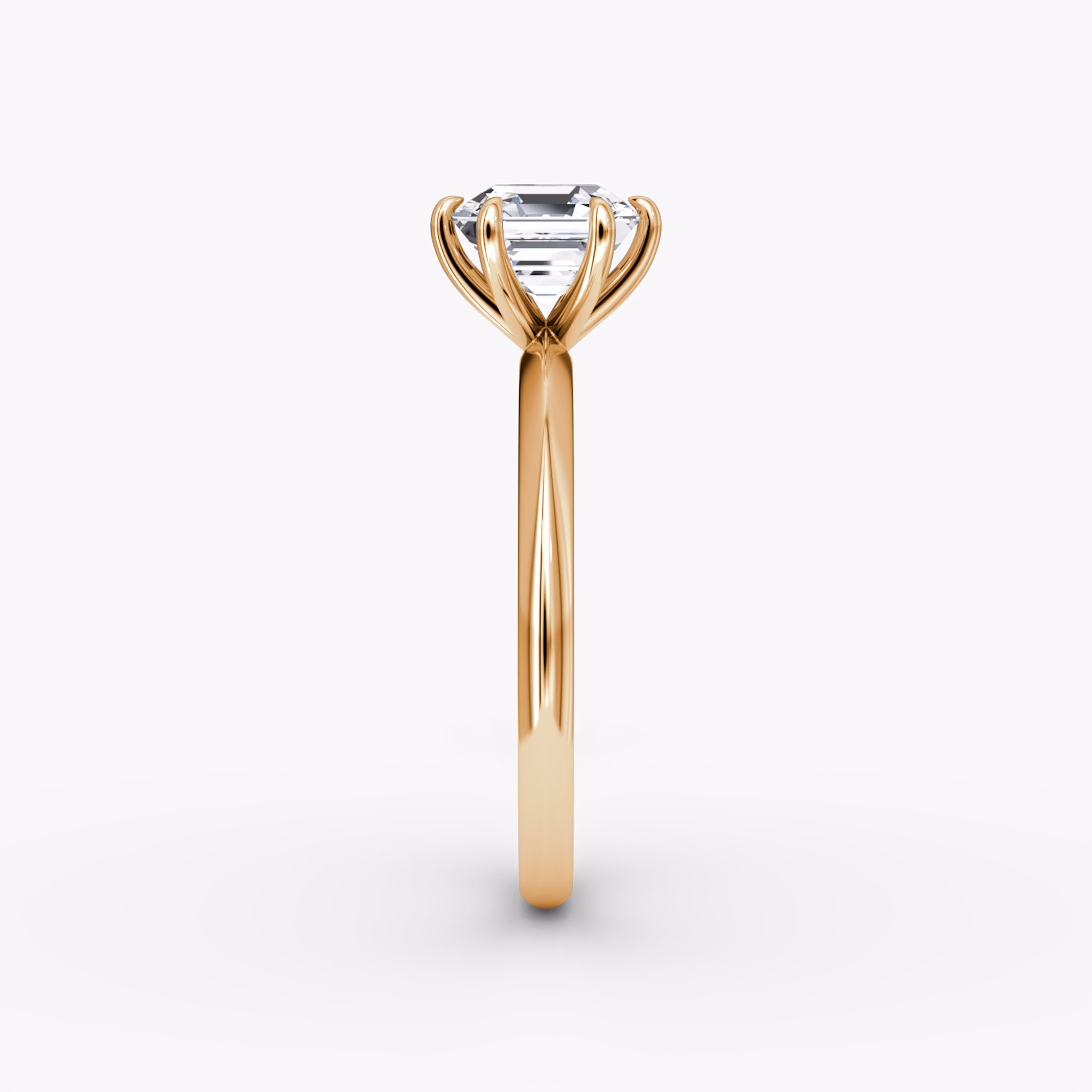 The Knife-Edge | Asscher | 14k | Rose Gold | bandAccent: Plain | hiddenHalo: no | diamondOrientation: vertical | caratWeight: other