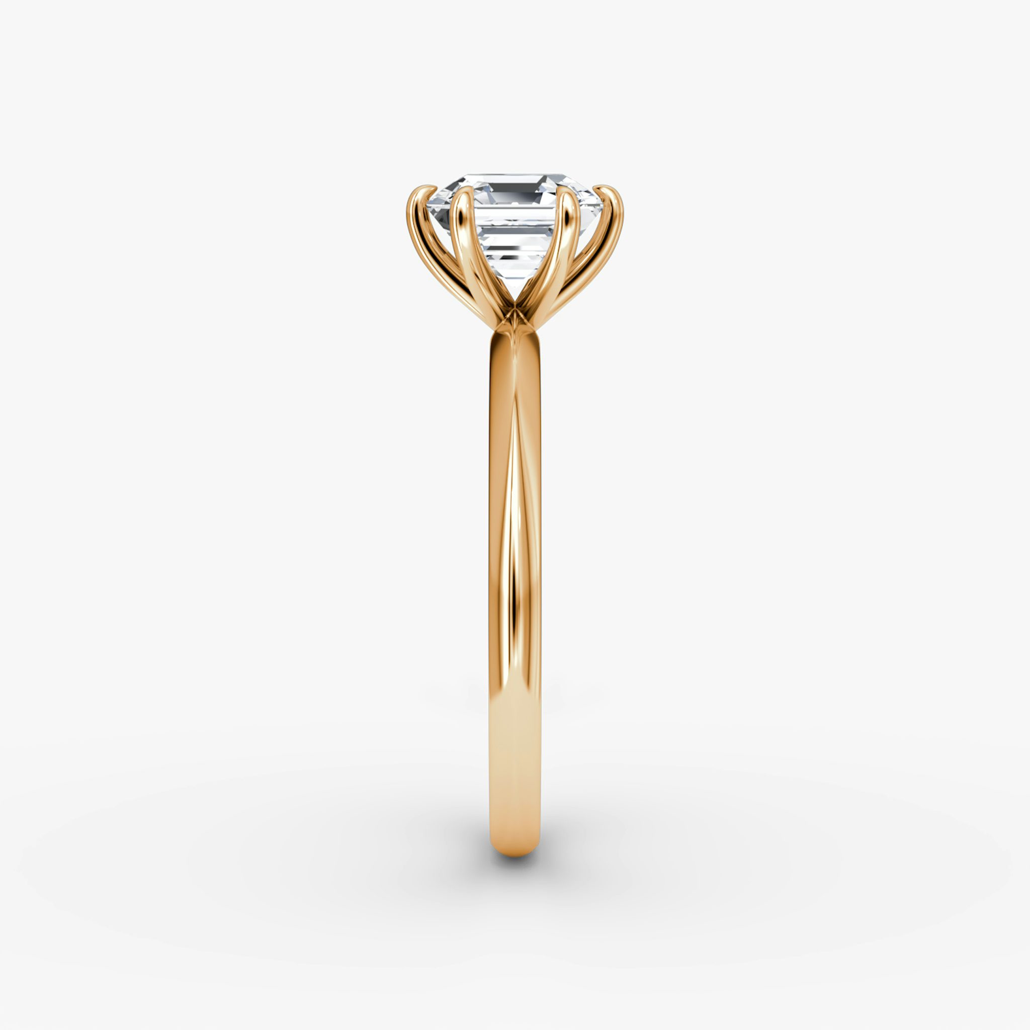 The Knife-Edge | Asscher | 14k | Rose Gold | bandAccent: Plain | hiddenHalo: no | diamondOrientation: vertical | caratWeight: other