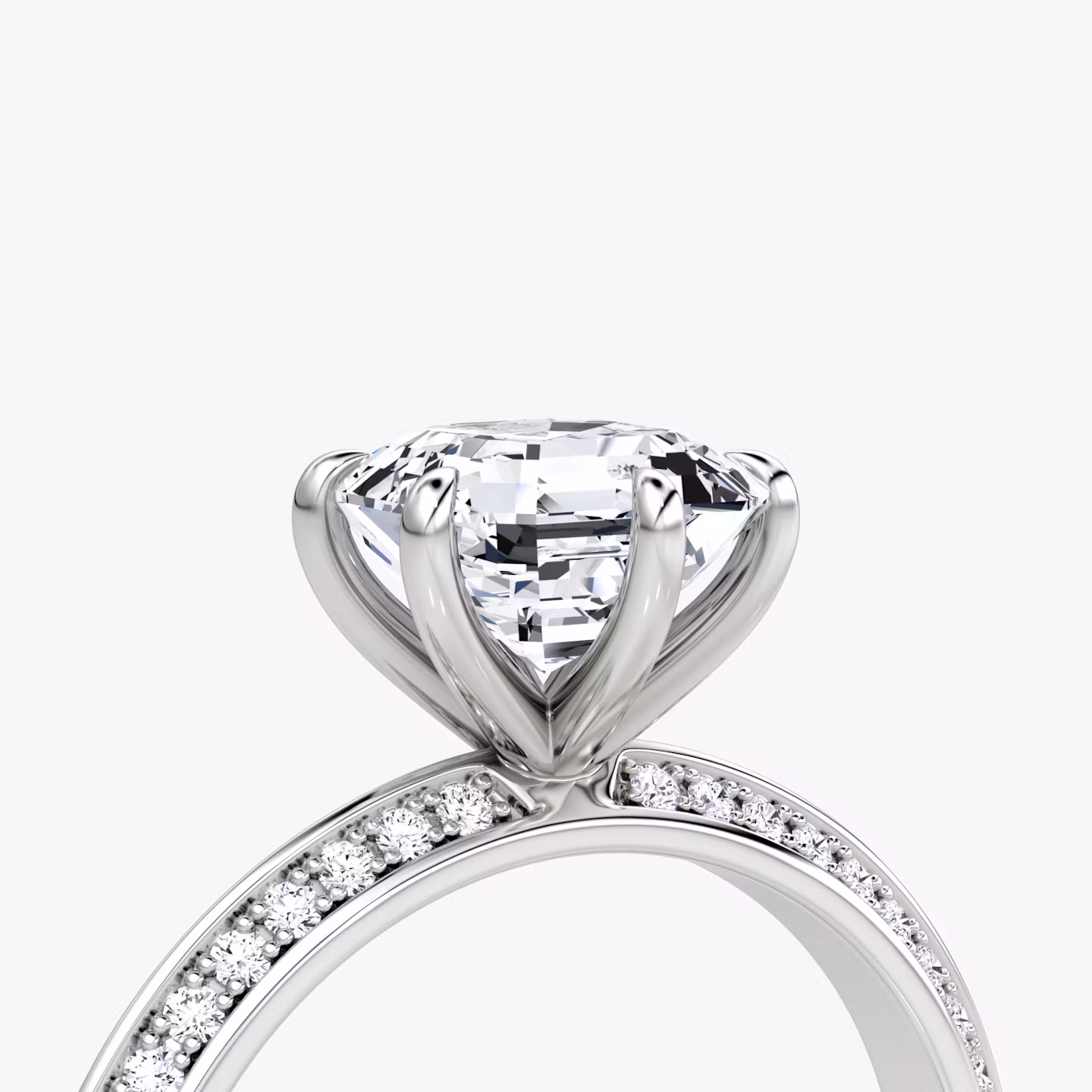 The Knife-Edge | Asscher | Platinum | bandAccent: Pavé | hiddenHalo: no | diamondOrientation: vertical | caratWeight: other