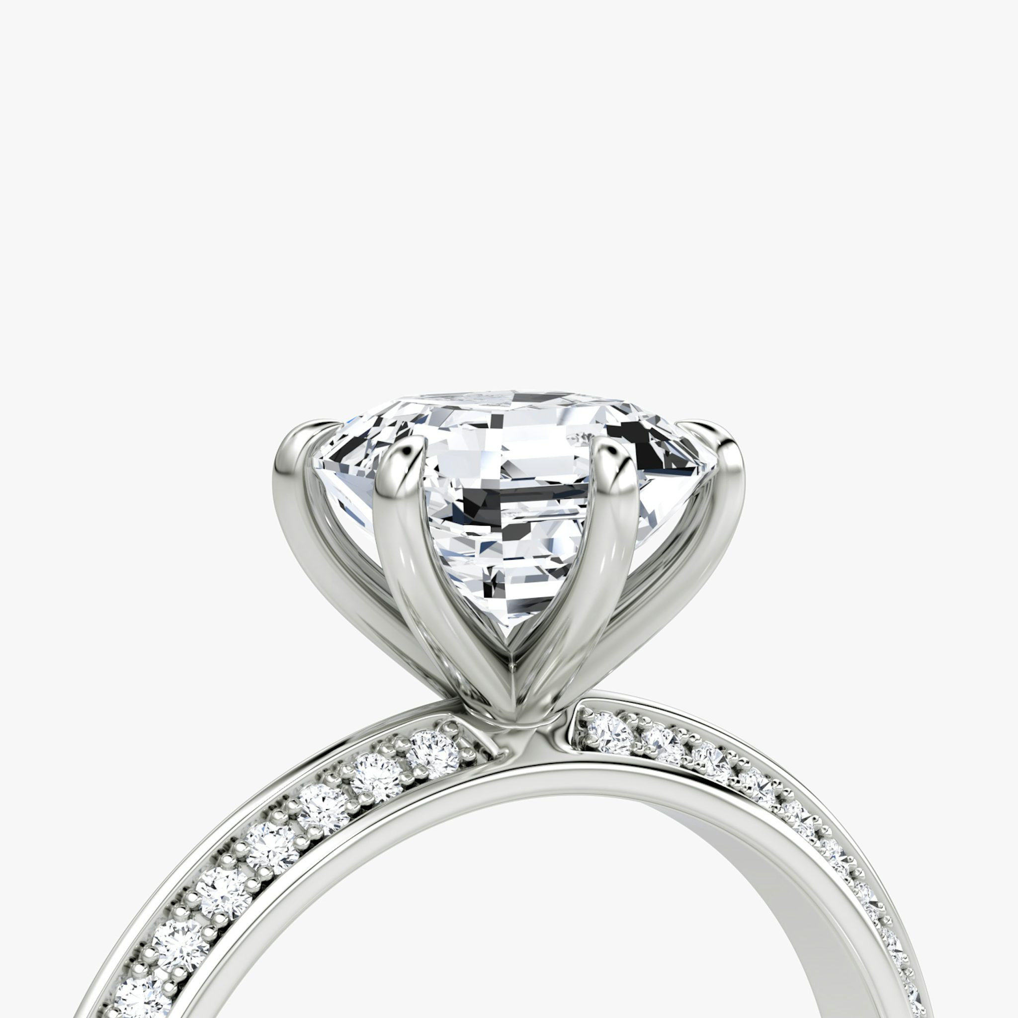 The Knife-Edge | Asscher | 18k | White Gold | bandAccent: Pavé | hiddenHalo: no | diamondOrientation: vertical | caratWeight: other