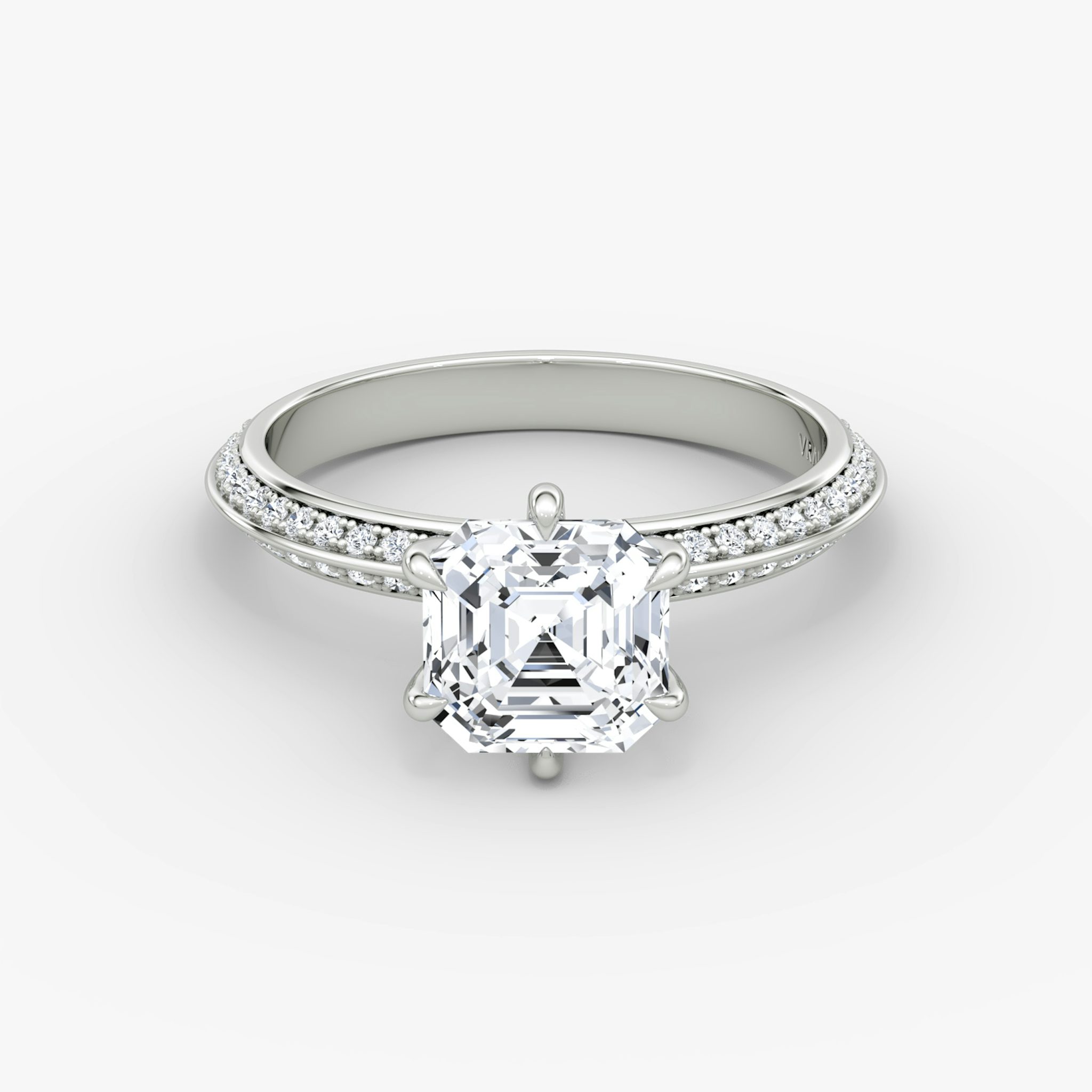 The Knife-Edge | Asscher | 18k | White Gold | bandAccent: Pavé | hiddenHalo: no | diamondOrientation: vertical | caratWeight: other