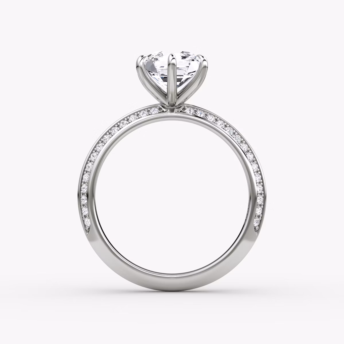 The Knife-Edge | Asscher | Platinum | bandAccent: Pavé | hiddenHalo: no | diamondOrientation: vertical | caratWeight: other