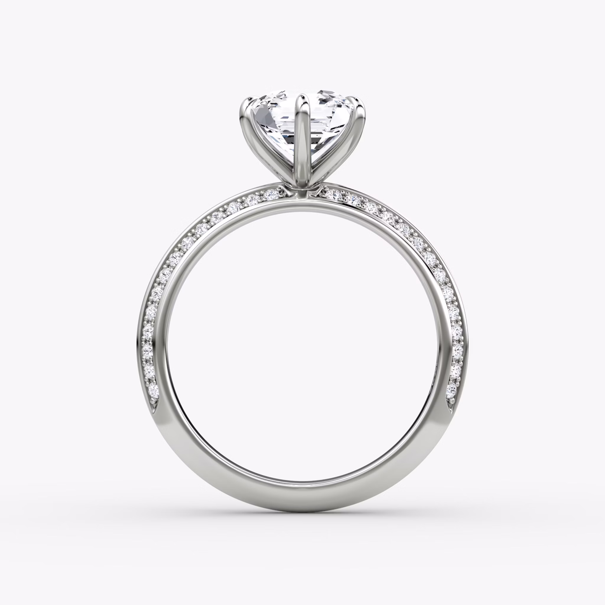 The Knife-Edge | Asscher | 18k | White Gold | bandAccent: Pavé | hiddenHalo: no | diamondOrientation: vertical | caratWeight: other