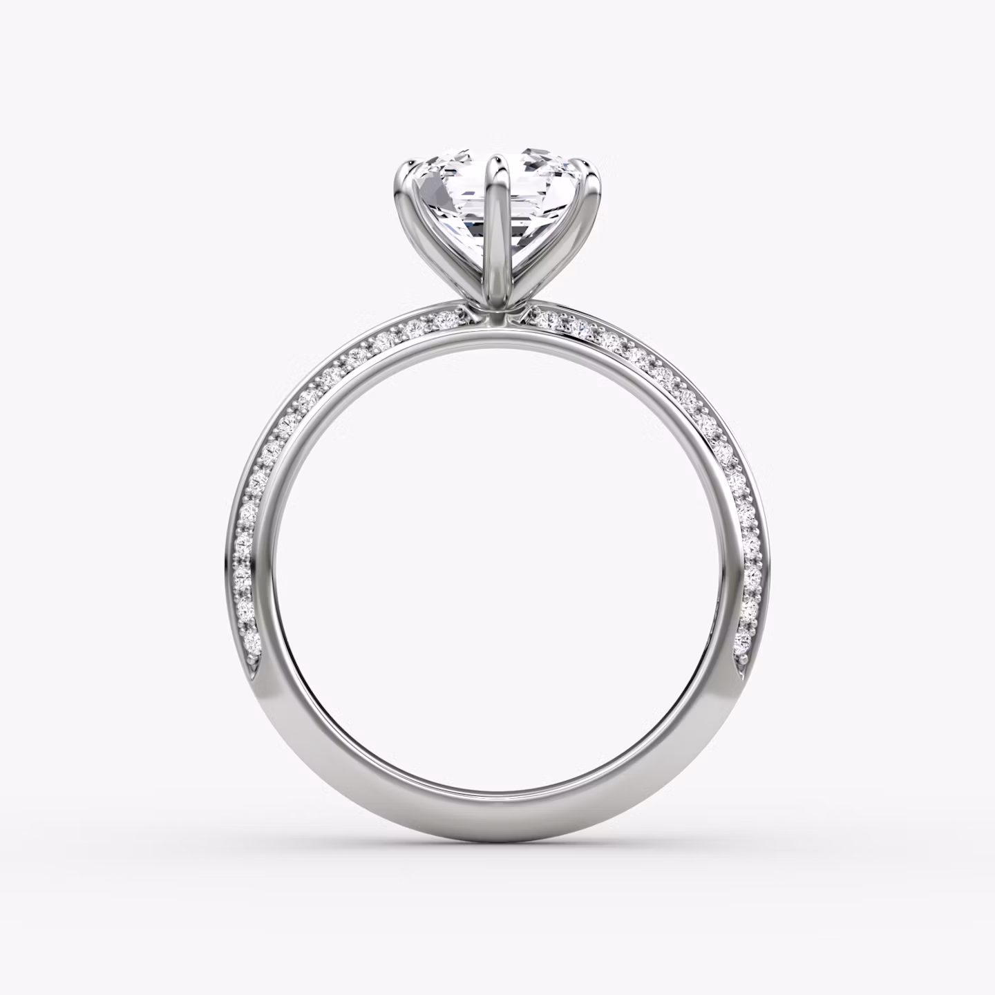 The Knife-Edge | Asscher | Platinum | bandAccent: Pavé | hiddenHalo: no | diamondOrientation: vertical | caratWeight: other