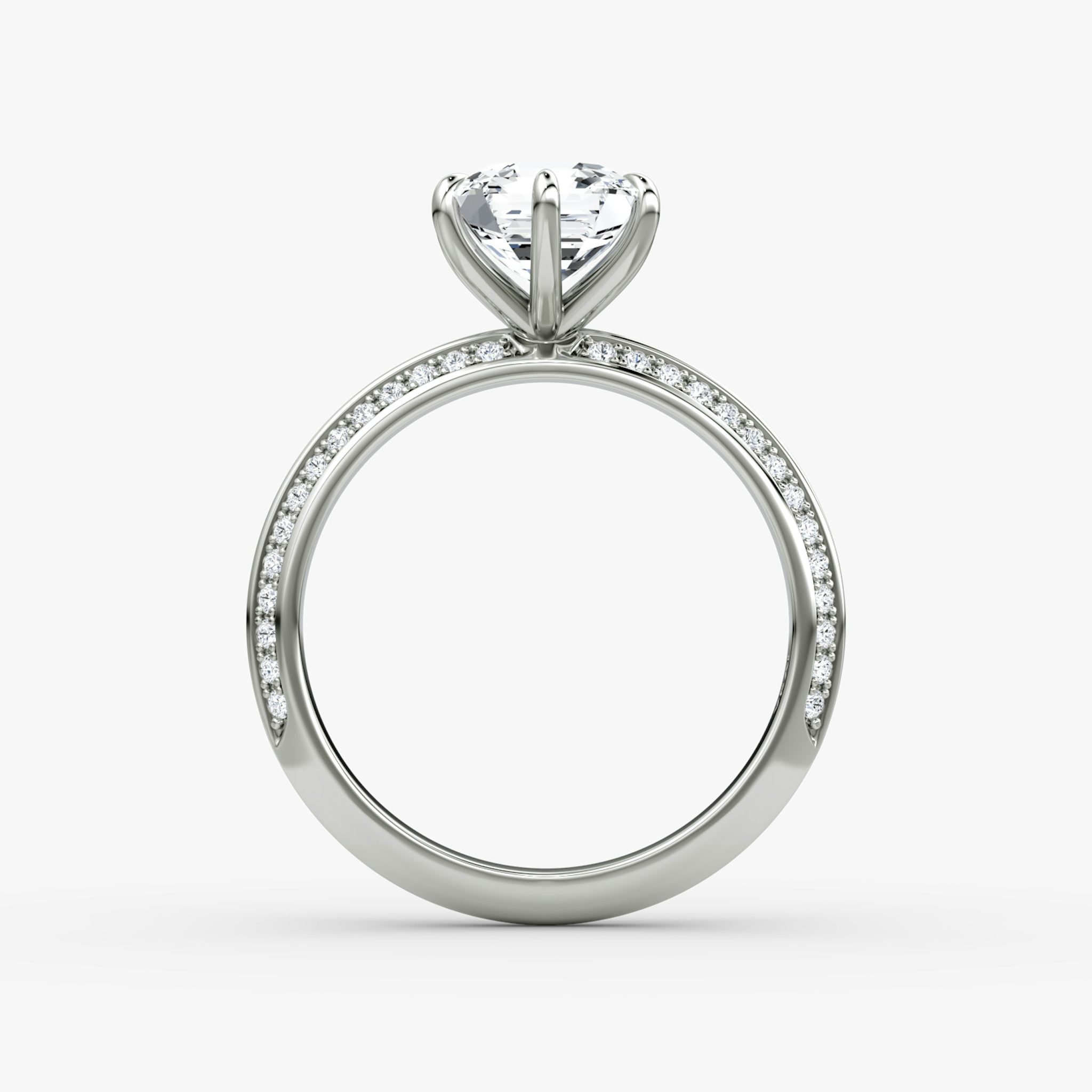 The Knife-Edge | Asscher | 18k | White Gold | bandAccent: Pavé | hiddenHalo: no | diamondOrientation: vertical | caratWeight: other