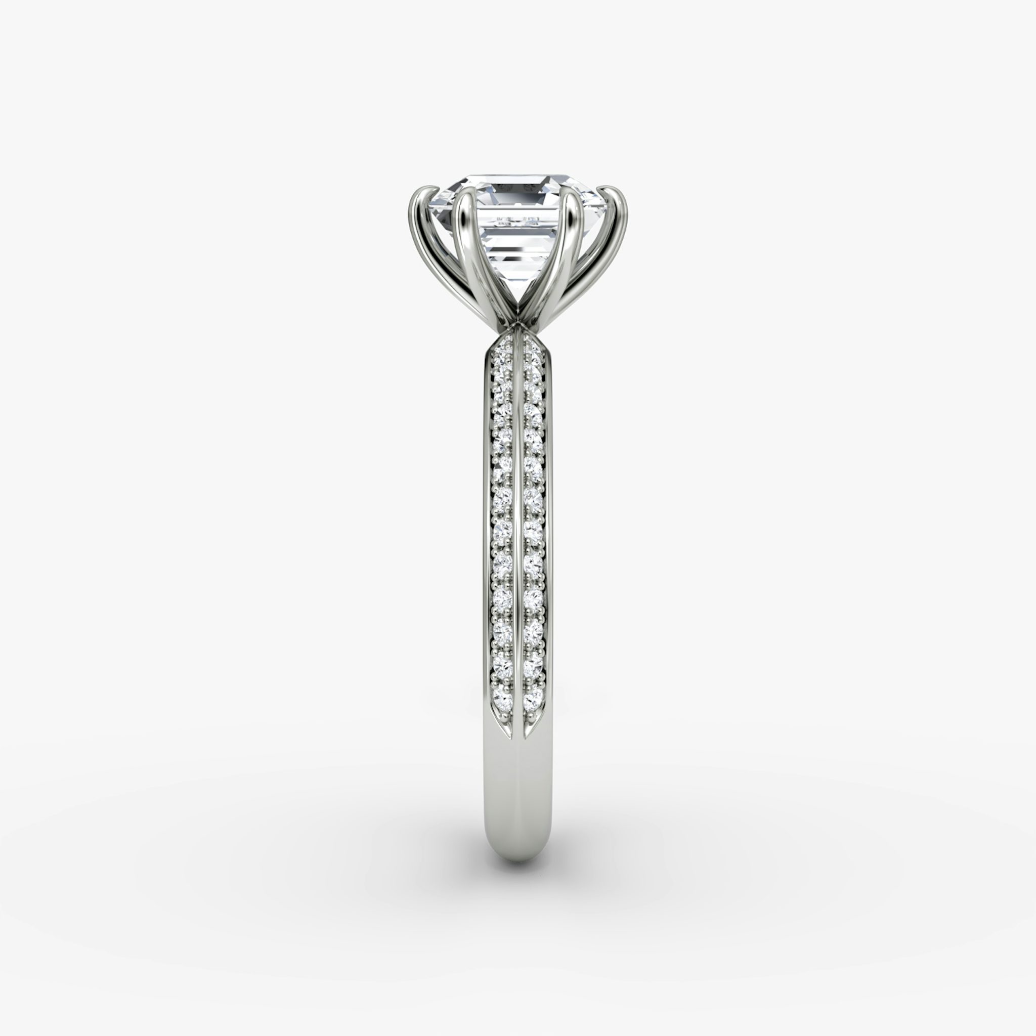The Knife-Edge | Asscher | 18k | White Gold | bandAccent: Pavé | hiddenHalo: no | diamondOrientation: vertical | caratWeight: other