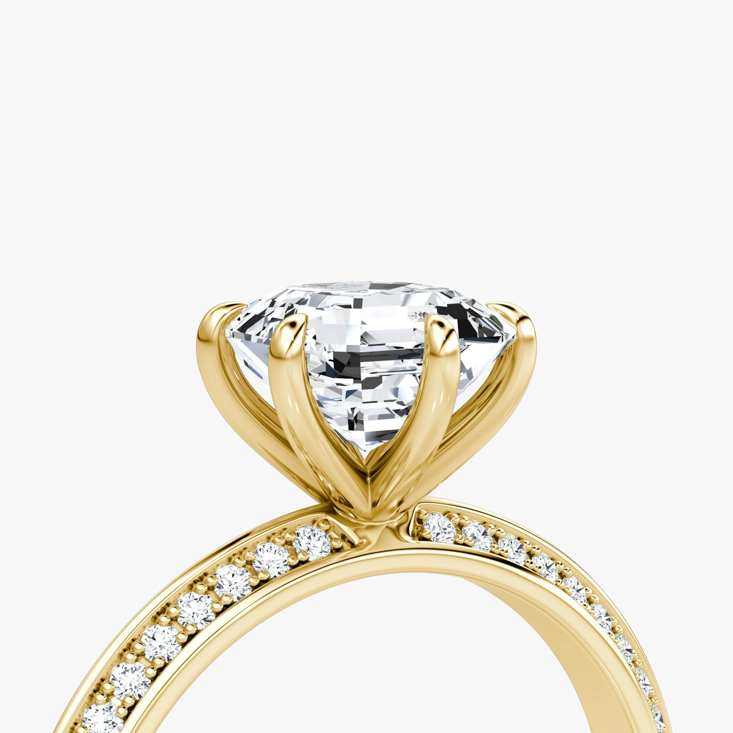 Anillo de compromiso Knife-Edge | Asscher | 18k | Oro amarillo | bandAccent: Pavé | hiddenHalo: no | diamondOrientation: vertical | caratWeight: other