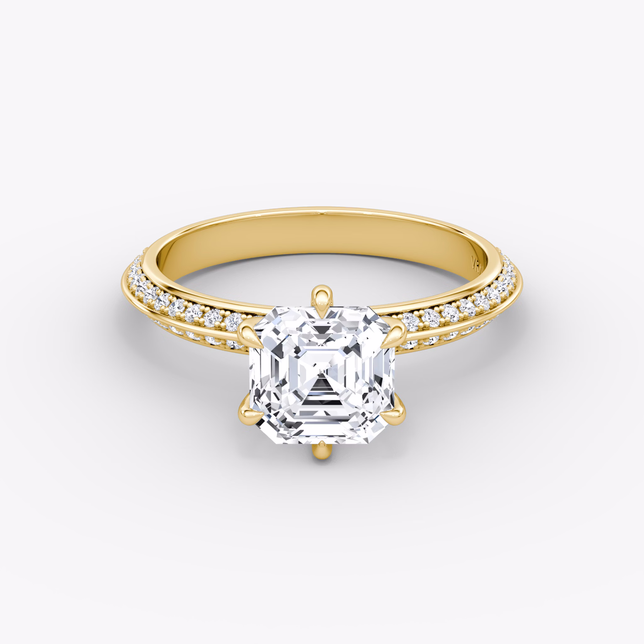 The Knife-Edge | Asscher | 18k | Yellow Gold | bandAccent: Pavé | hiddenHalo: no | diamondOrientation: vertical | caratWeight: other