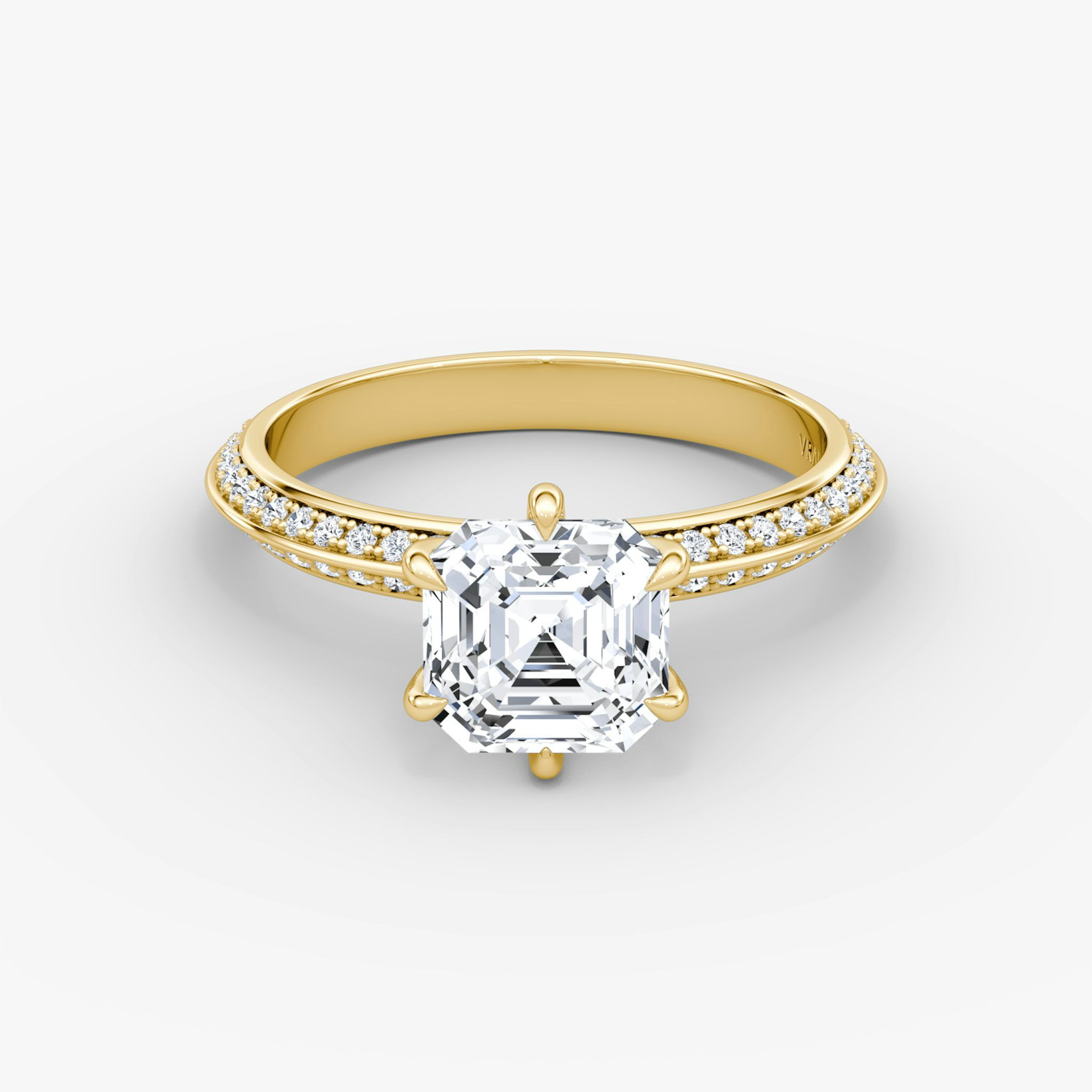 The Knife-Edge | Asscher | 18k | Yellow Gold | bandAccent: Pavé | hiddenHalo: no | diamondOrientation: vertical | caratWeight: other