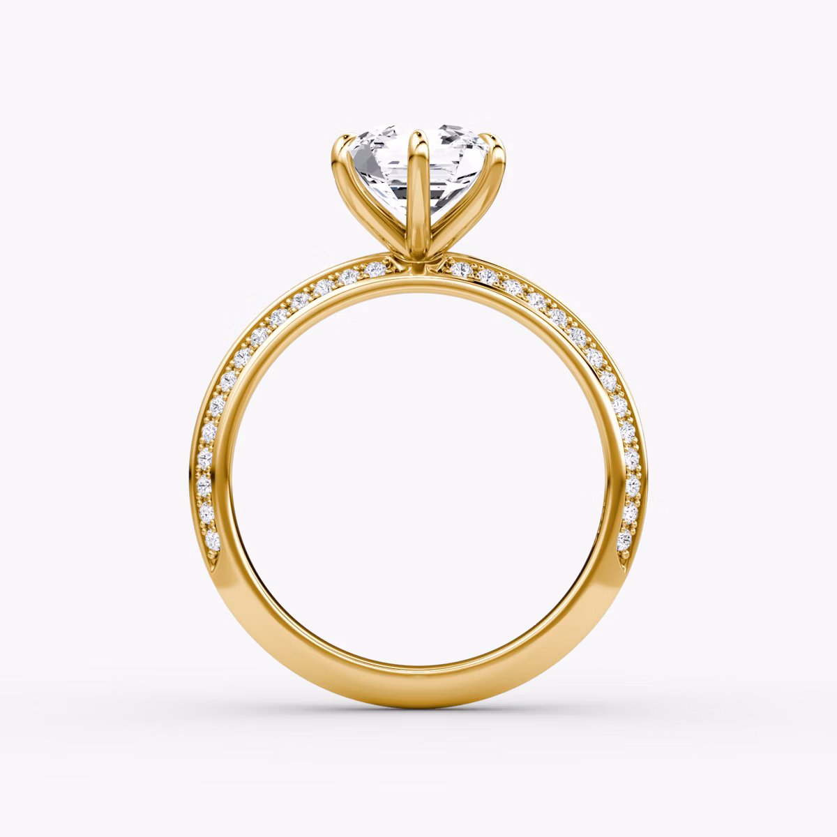 Knife-Edge | Asscher | 18k | Gelbgold | bandAccent: Mit Pavé-Besatz | hiddenHalo: no | diamondOrientation: vertical | caratWeight: other