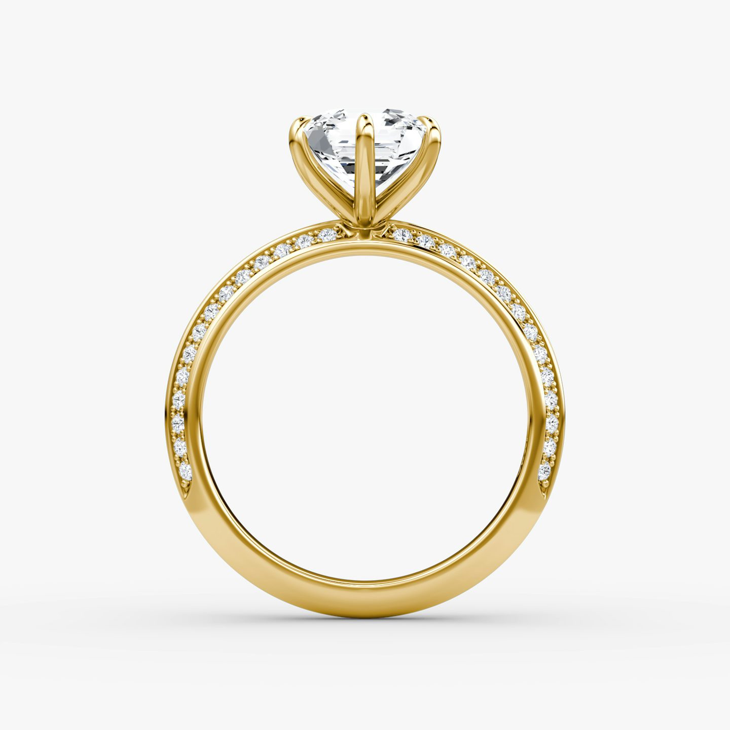 Anillo de compromiso Knife-Edge | Asscher | 18k | Oro amarillo | bandAccent: Pavé | hiddenHalo: no | diamondOrientation: vertical | caratWeight: other