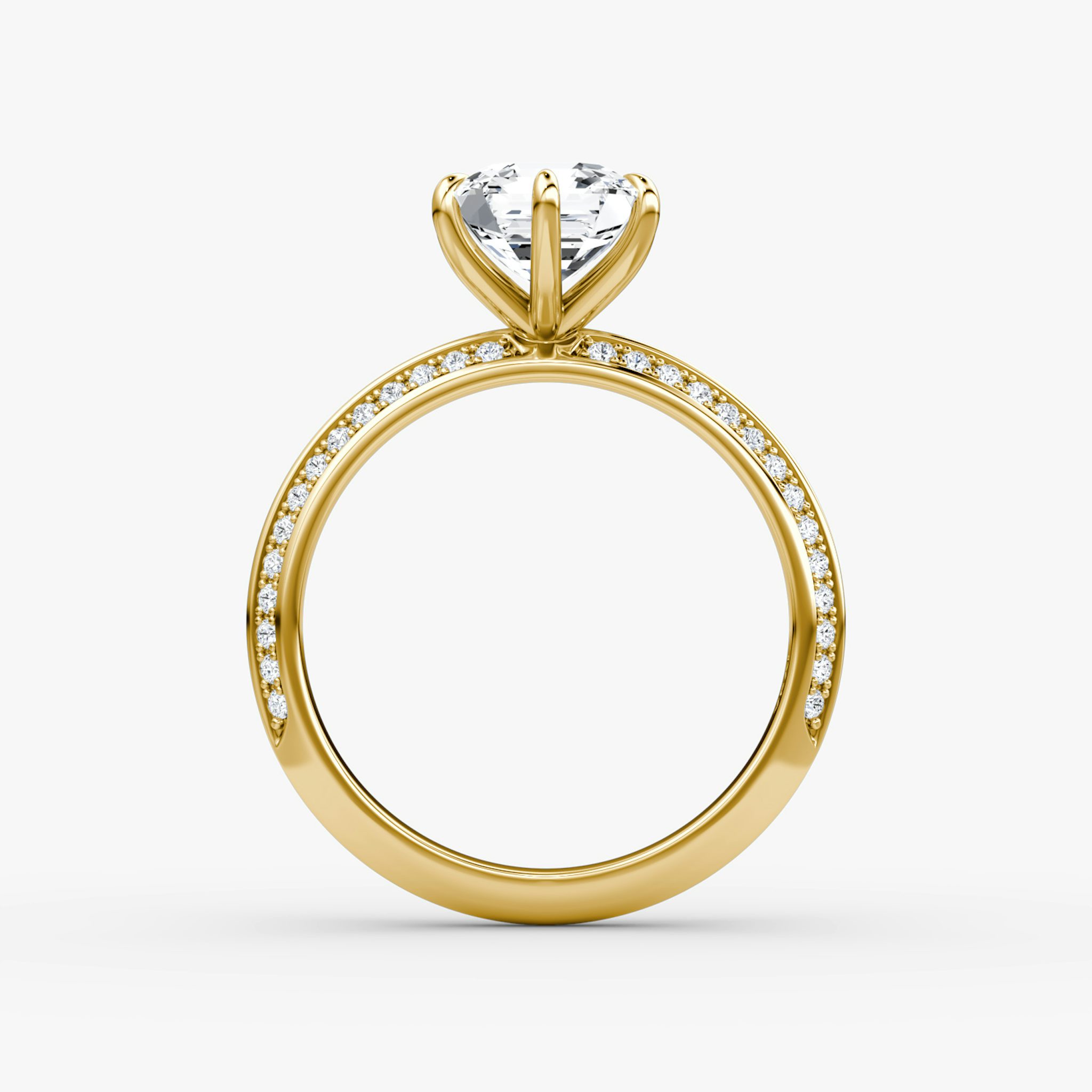 The Knife-Edge | Asscher | 18k | Yellow Gold | bandAccent: Pavé | hiddenHalo: no | diamondOrientation: vertical | caratWeight: other