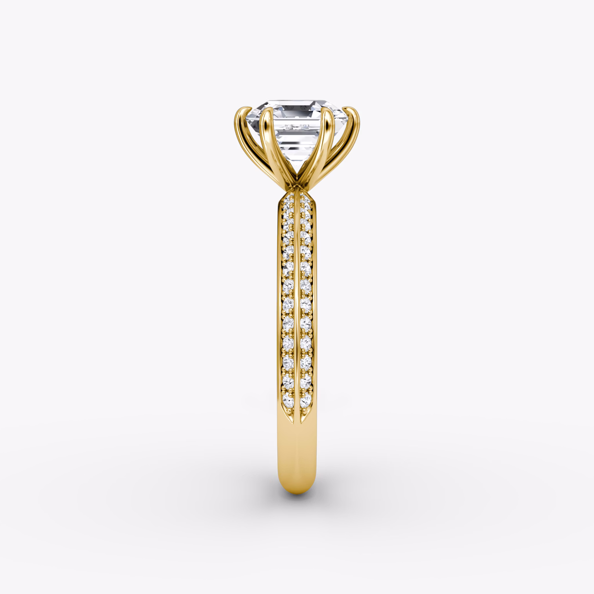 The Knife-Edge | Asscher | 18k | Yellow Gold | bandAccent: Pavé | hiddenHalo: no | diamondOrientation: vertical | caratWeight: other