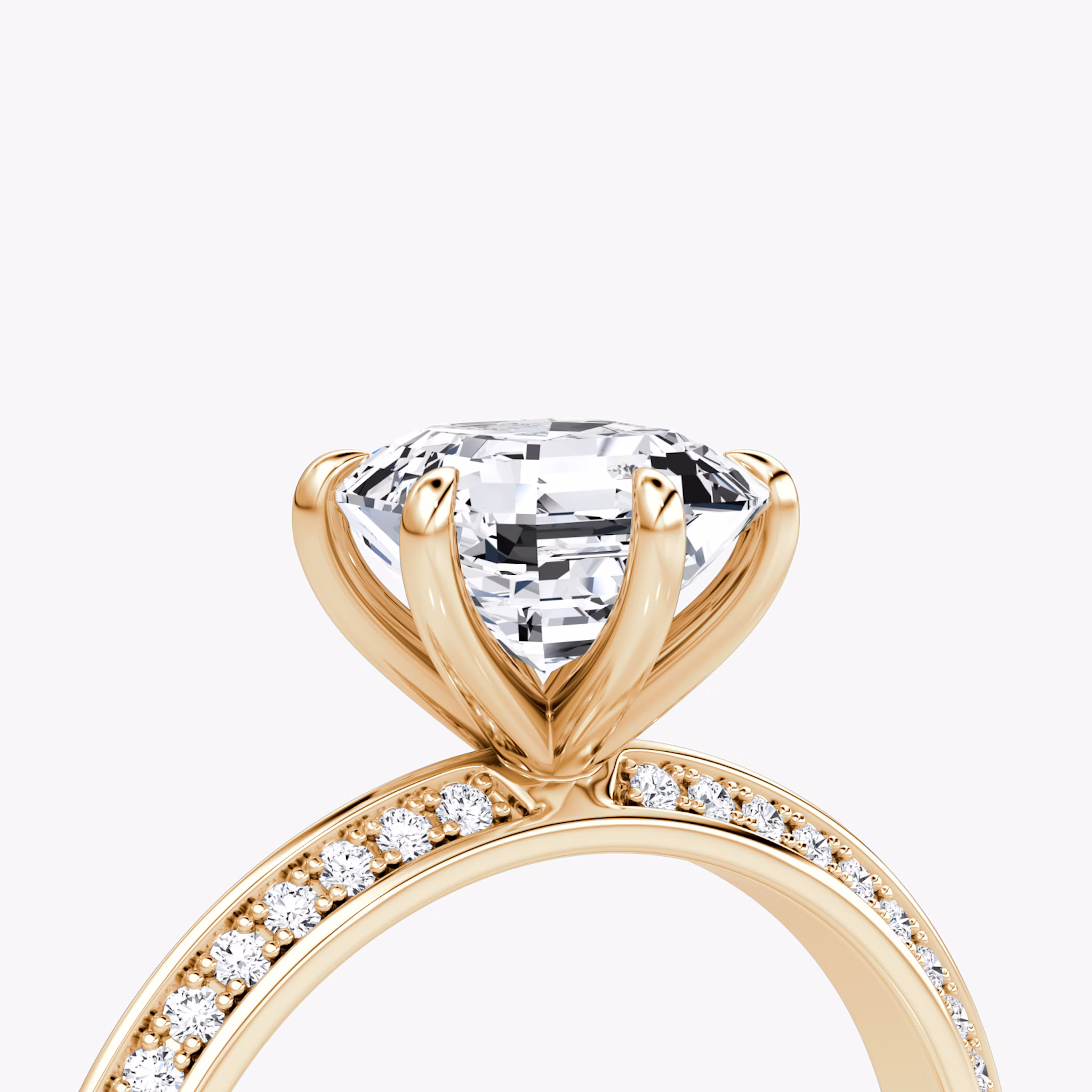 The Knife-Edge | Asscher | 14k | Rose Gold | bandAccent: Pavé | hiddenHalo: no | diamondOrientation: vertical | caratWeight: other