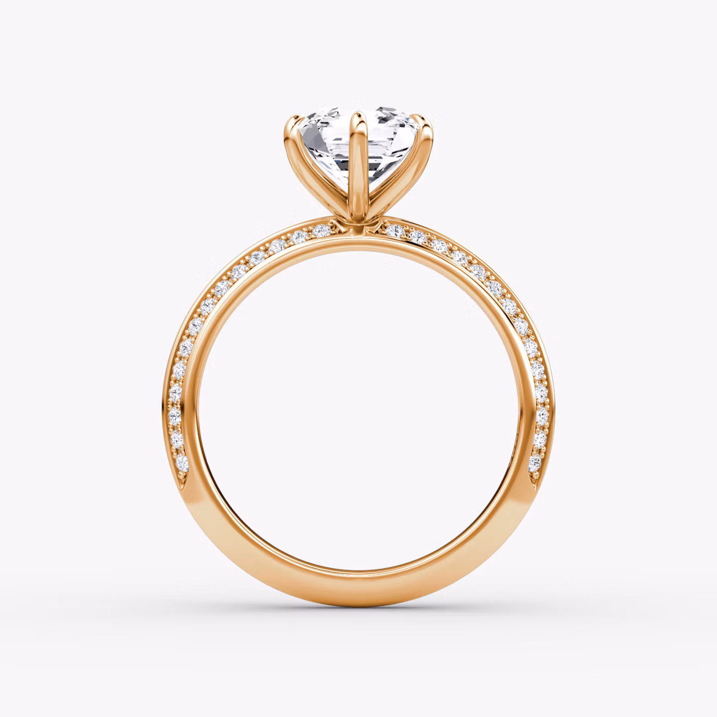 The Knife-Edge | Asscher | 14k | Rose Gold | bandAccent: Pavé | hiddenHalo: no | diamondOrientation: vertical | caratWeight: other