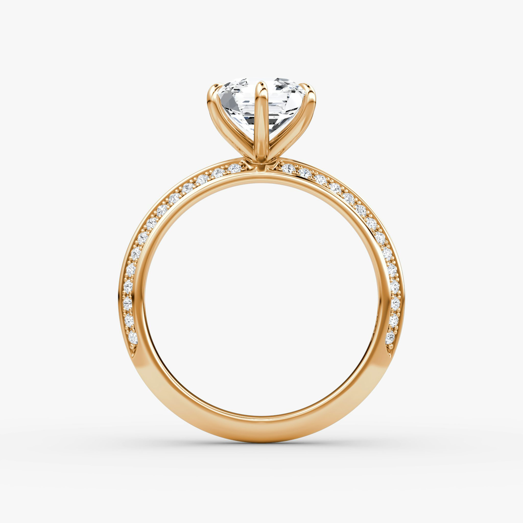 The Knife-Edge | Asscher | 14k | Rose Gold | bandAccent: Pavé | hiddenHalo: no | diamondOrientation: vertical | caratWeight: other