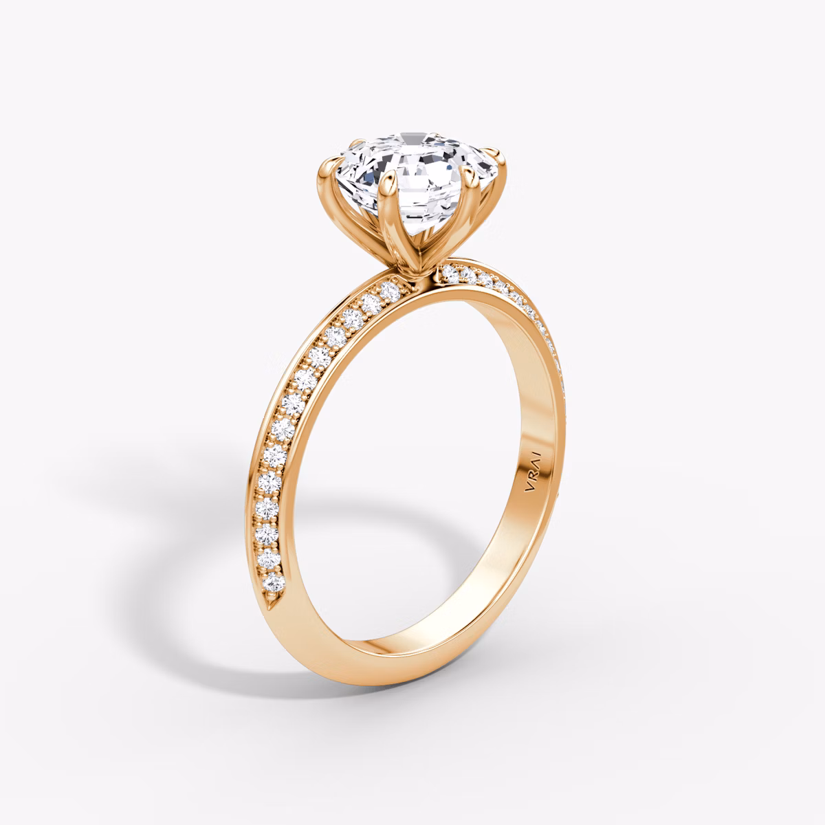 The Knife-Edge | Asscher | 14k | Rose Gold | bandAccent: Pavé | hiddenHalo: no | diamondOrientation: vertical | caratWeight: other