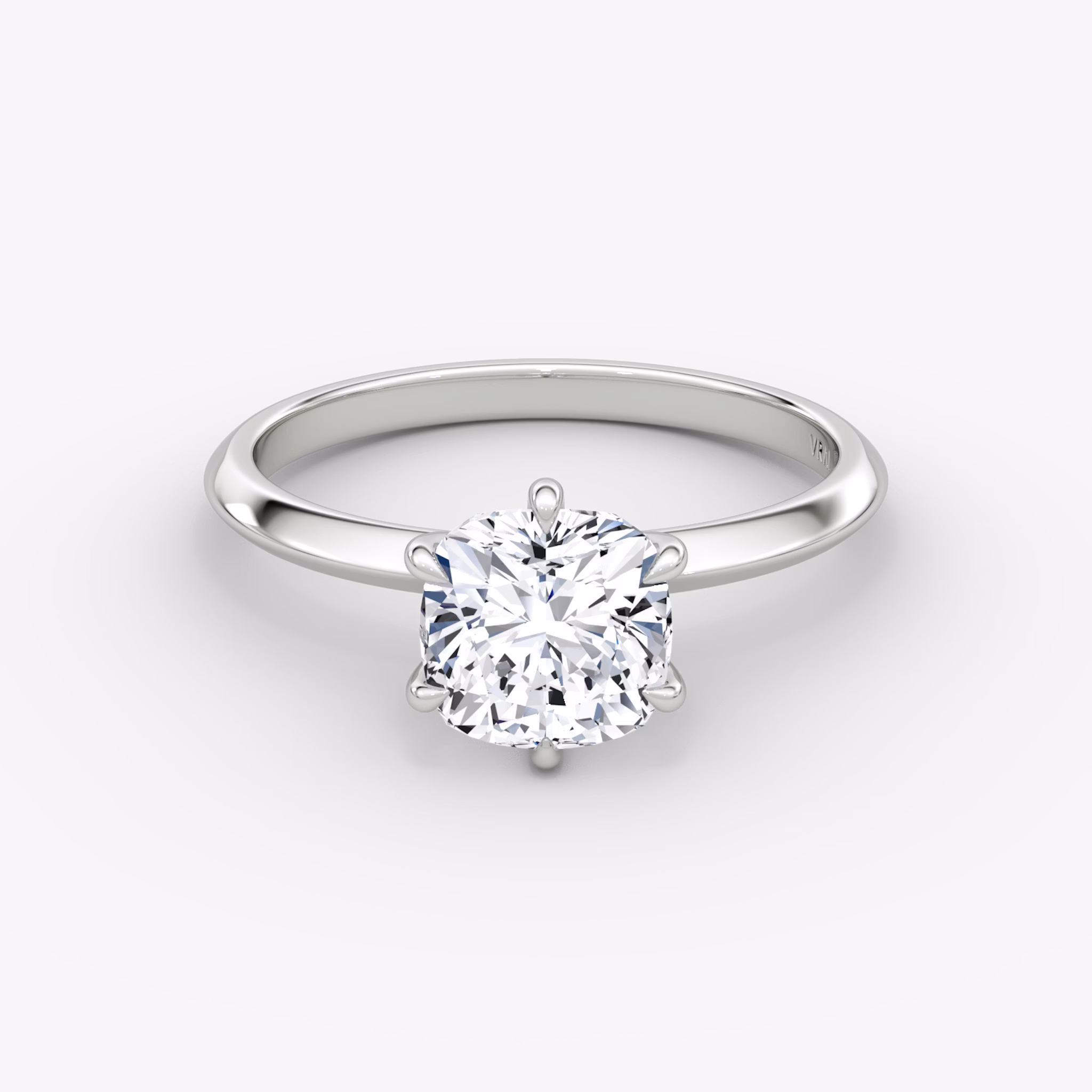 The Knife-Edge | Cushion | 18k | White Gold | bandAccent: Plain | hiddenHalo: no | diamondOrientation: vertical | caratWeight: other