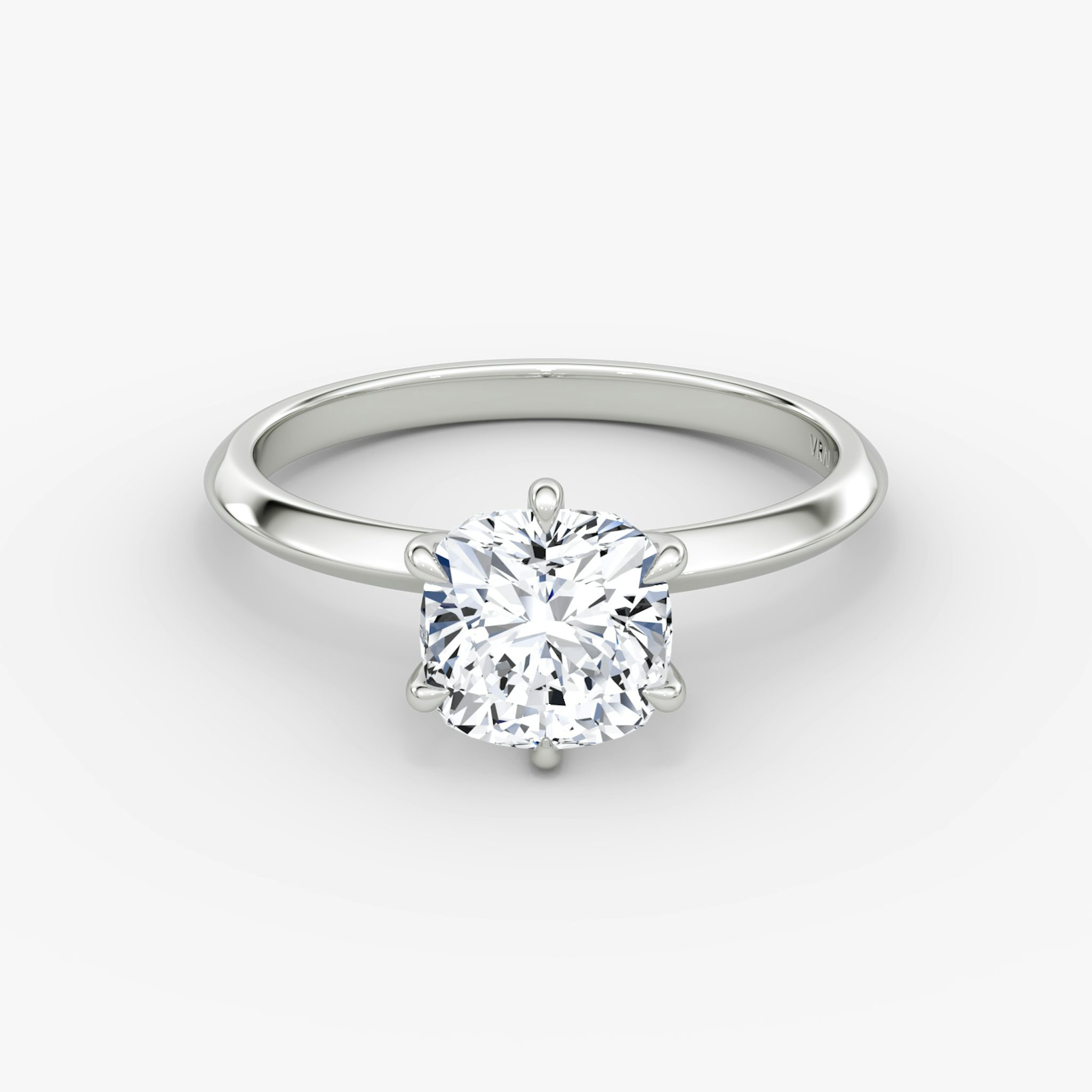 The Knife-Edge | Cushion | 18k | White Gold | bandAccent: Plain | hiddenHalo: no | diamondOrientation: vertical | caratWeight: other