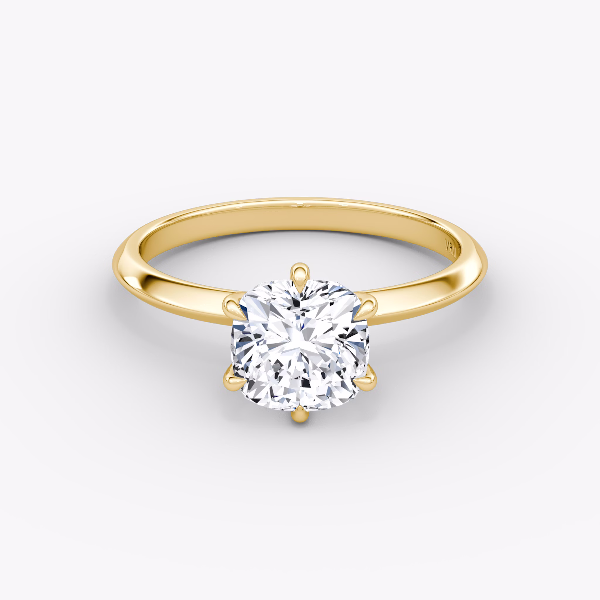 The Knife-Edge | Cushion | 18k | Yellow Gold | bandAccent: Plain | hiddenHalo: no | diamondOrientation: vertical | caratWeight: other