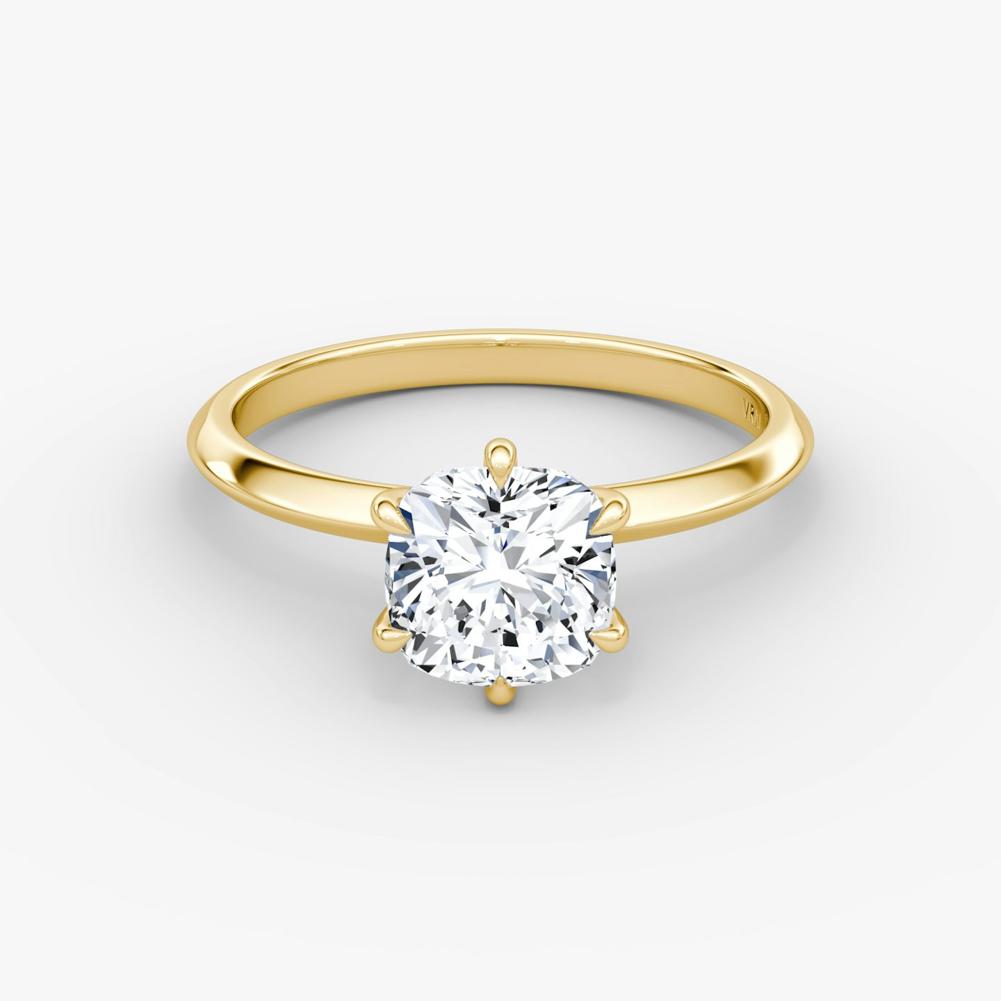 Anillo de compromiso Knife-Edge | Cojín | 18k | Oro amarillo | bandAccent: Simple | hiddenHalo: no | diamondOrientation: vertical | caratWeight: other