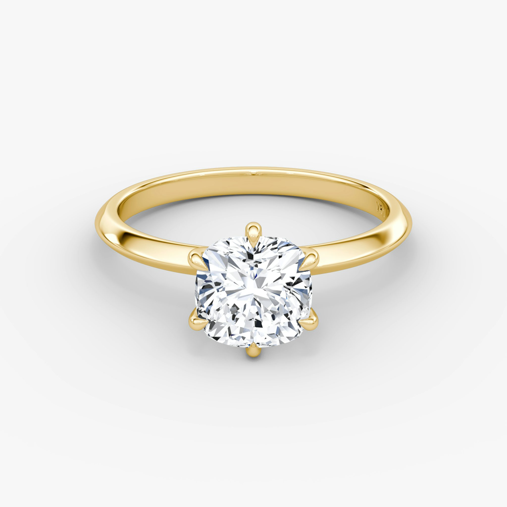 The Knife-Edge | Cushion | 18k | Yellow Gold | bandAccent: Plain | hiddenHalo: no | diamondOrientation: vertical | caratWeight: other