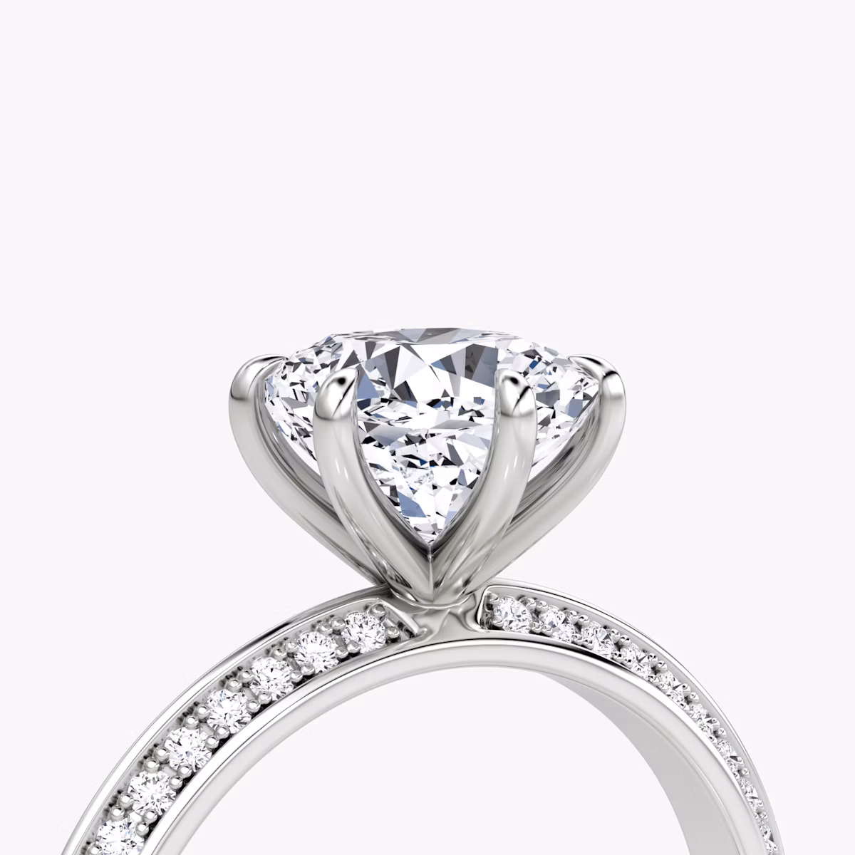 The Knife-Edge | Cushion | 18k | White Gold | bandAccent: Pavé | hiddenHalo: no | diamondOrientation: vertical | caratWeight: other