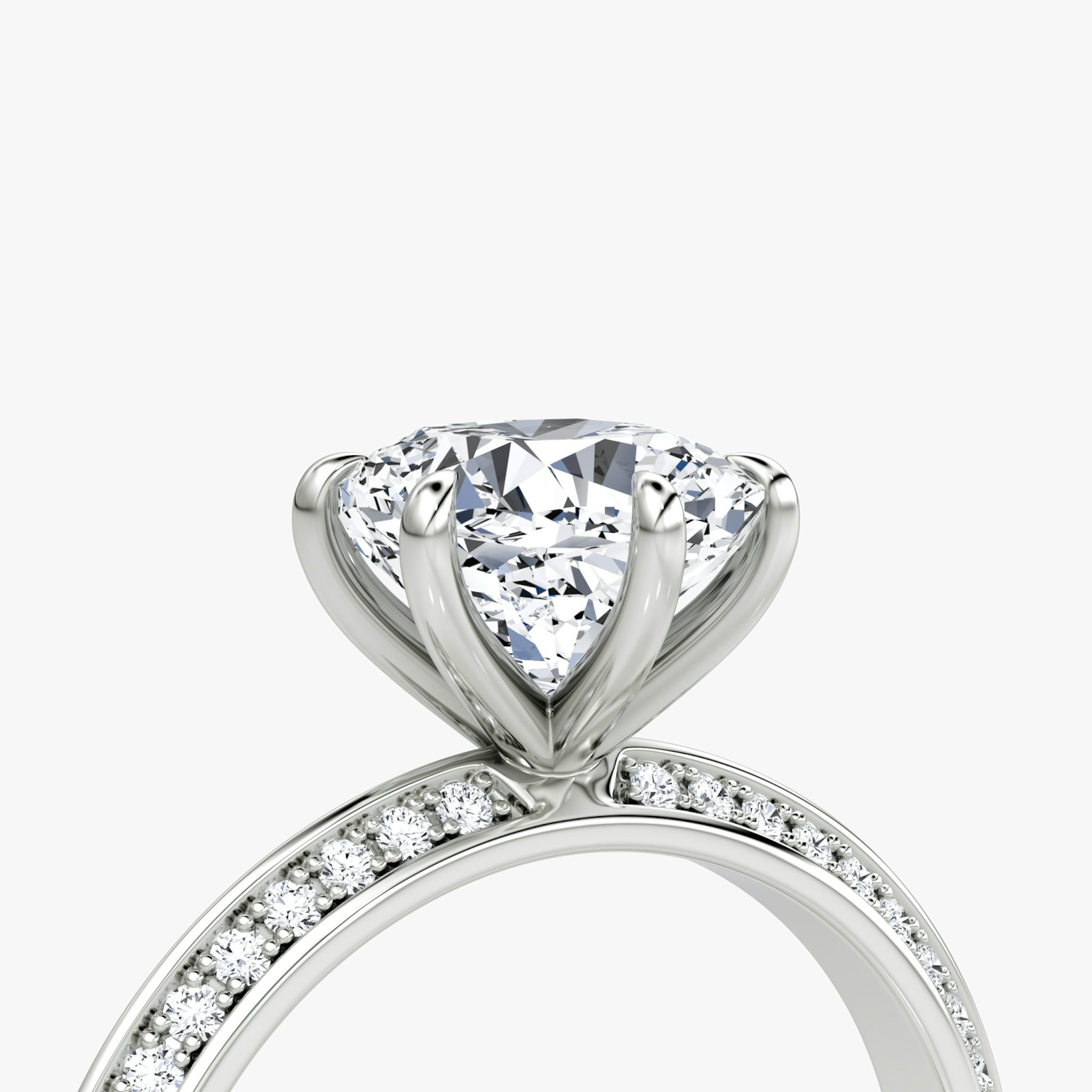 The Knife-Edge | Cushion | 18k | White Gold | bandAccent: Pavé | hiddenHalo: no | diamondOrientation: vertical | caratWeight: other