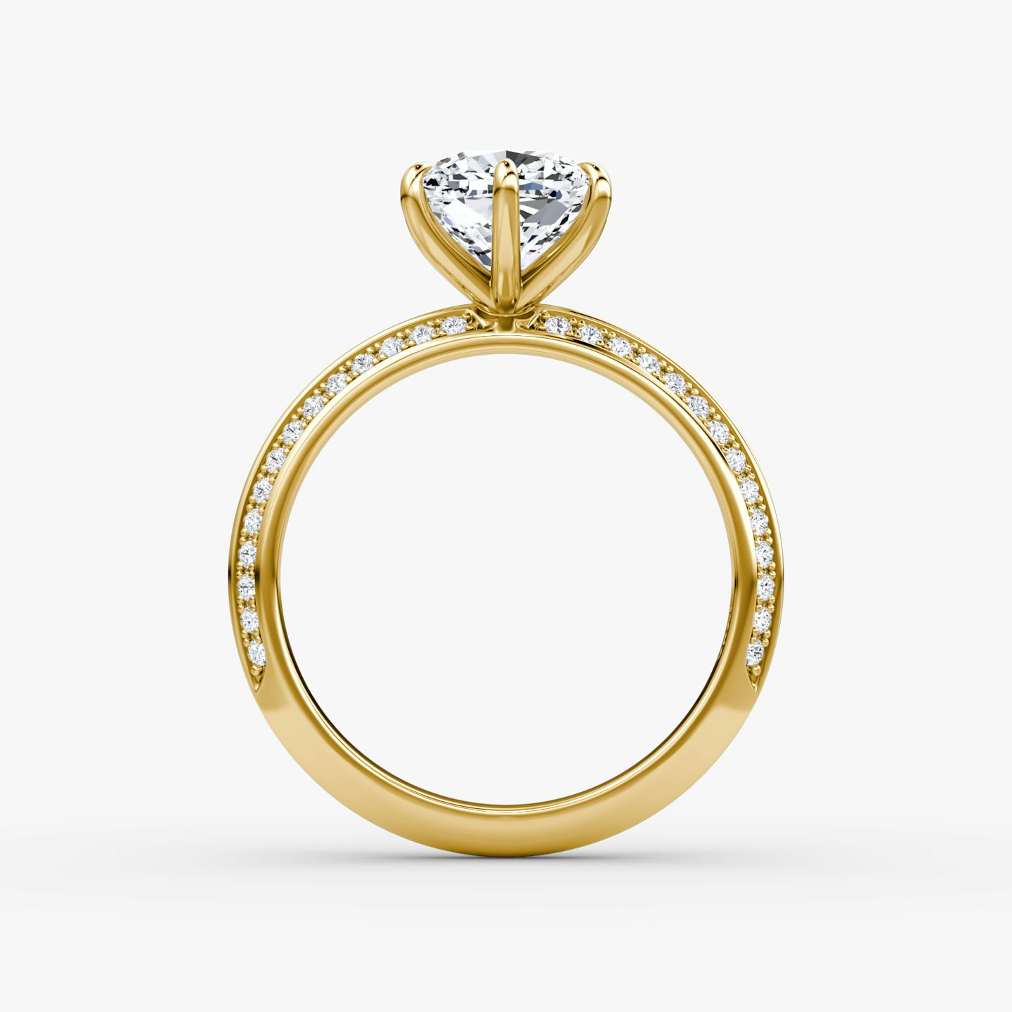The Knife-Edge | Cushion | 18k | Yellow Gold | bandAccent: Pavé | hiddenHalo: no | diamondOrientation: vertical | caratWeight: other