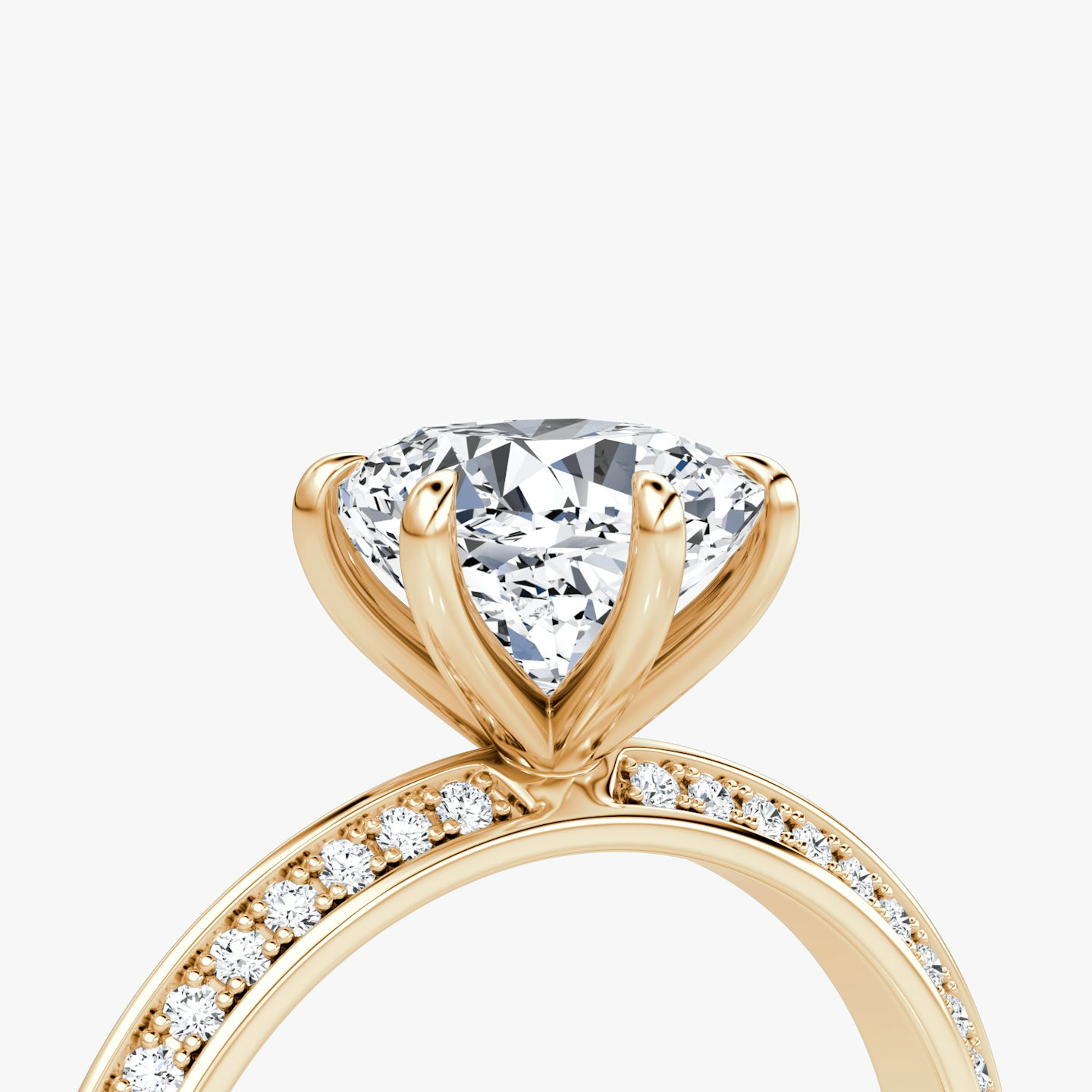 undefined | Coussin | 14k | Or rose | bandAccent: Pavé | hiddenHalo: no | diamondOrientation: vertical | caratWeight: other