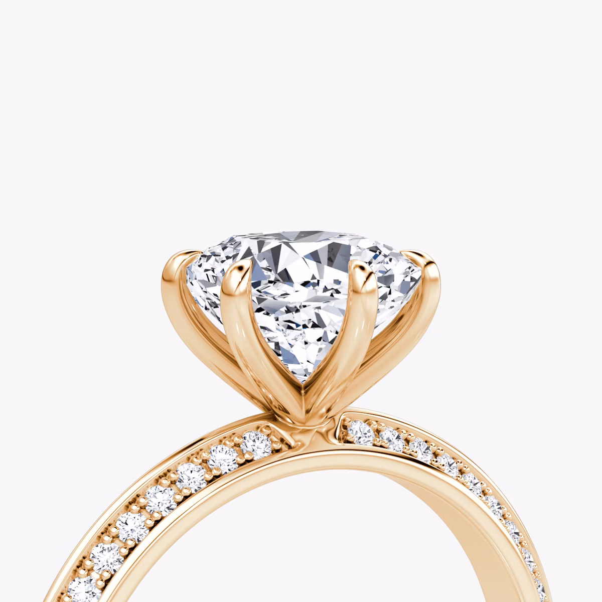 Knife-Edge | Cushion | 14k | Roségold | bandAccent: Mit Pavé-Besatz | hiddenHalo: no | diamondOrientation: vertical | caratWeight: other