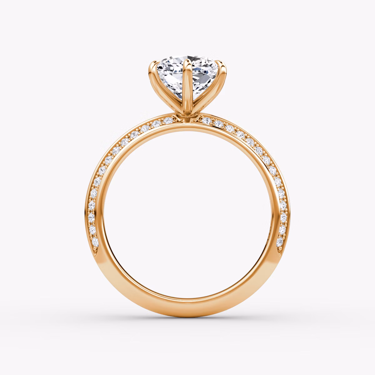Knife-Edge | Cushion | 14k | Roségold | bandAccent: Mit Pavé-Besatz | hiddenHalo: no | diamondOrientation: vertical | caratWeight: other