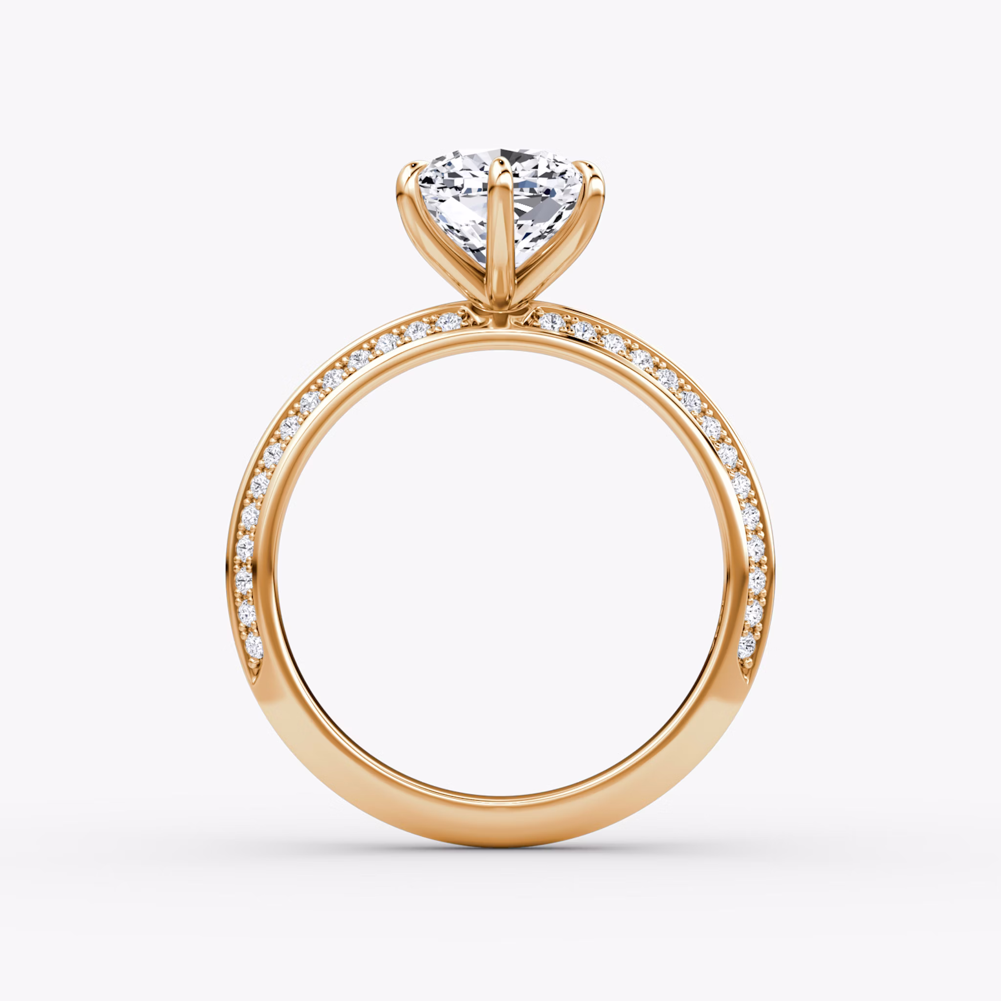 The Knife-Edge | Cushion | 14k | Rose Gold | bandAccent: Pavé | hiddenHalo: no | diamondOrientation: vertical | caratWeight: other