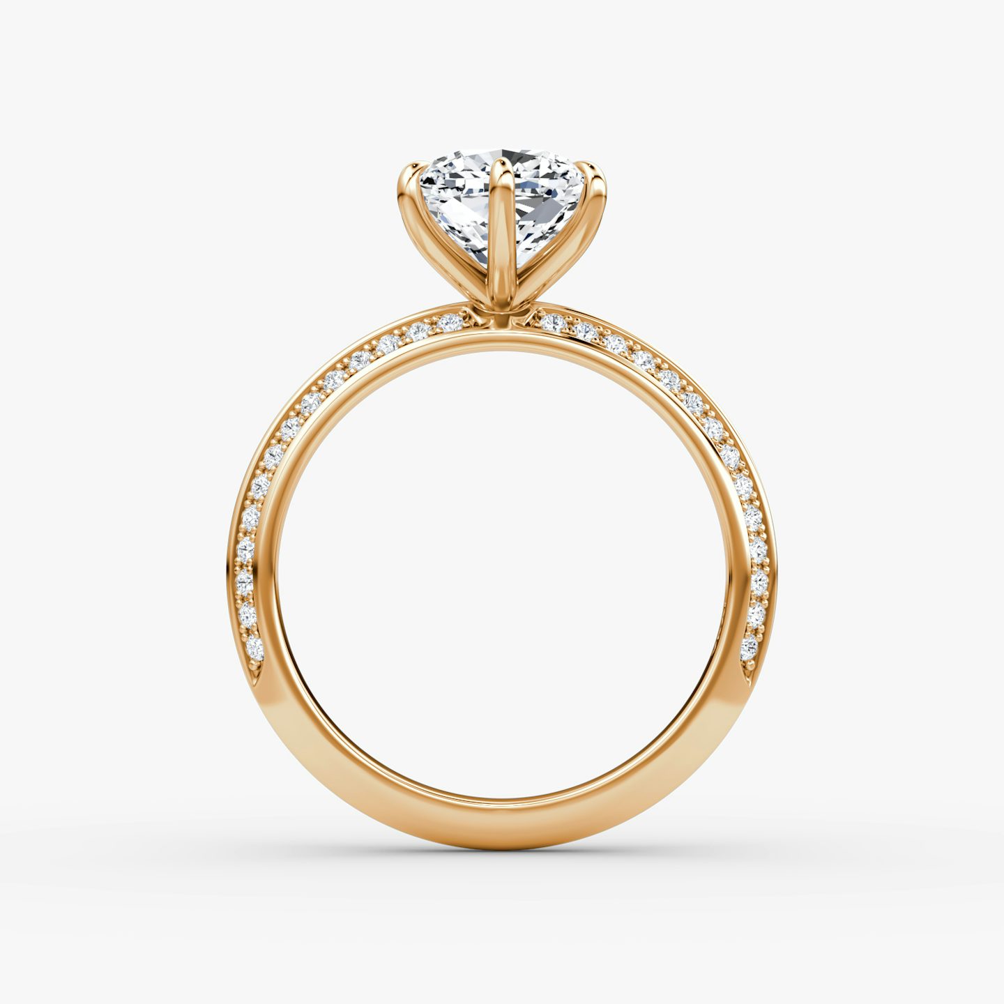 The Knife-Edge | Cushion | 14k | Rose Gold | bandAccent: Pavé | hiddenHalo: no | diamondOrientation: vertical | caratWeight: other