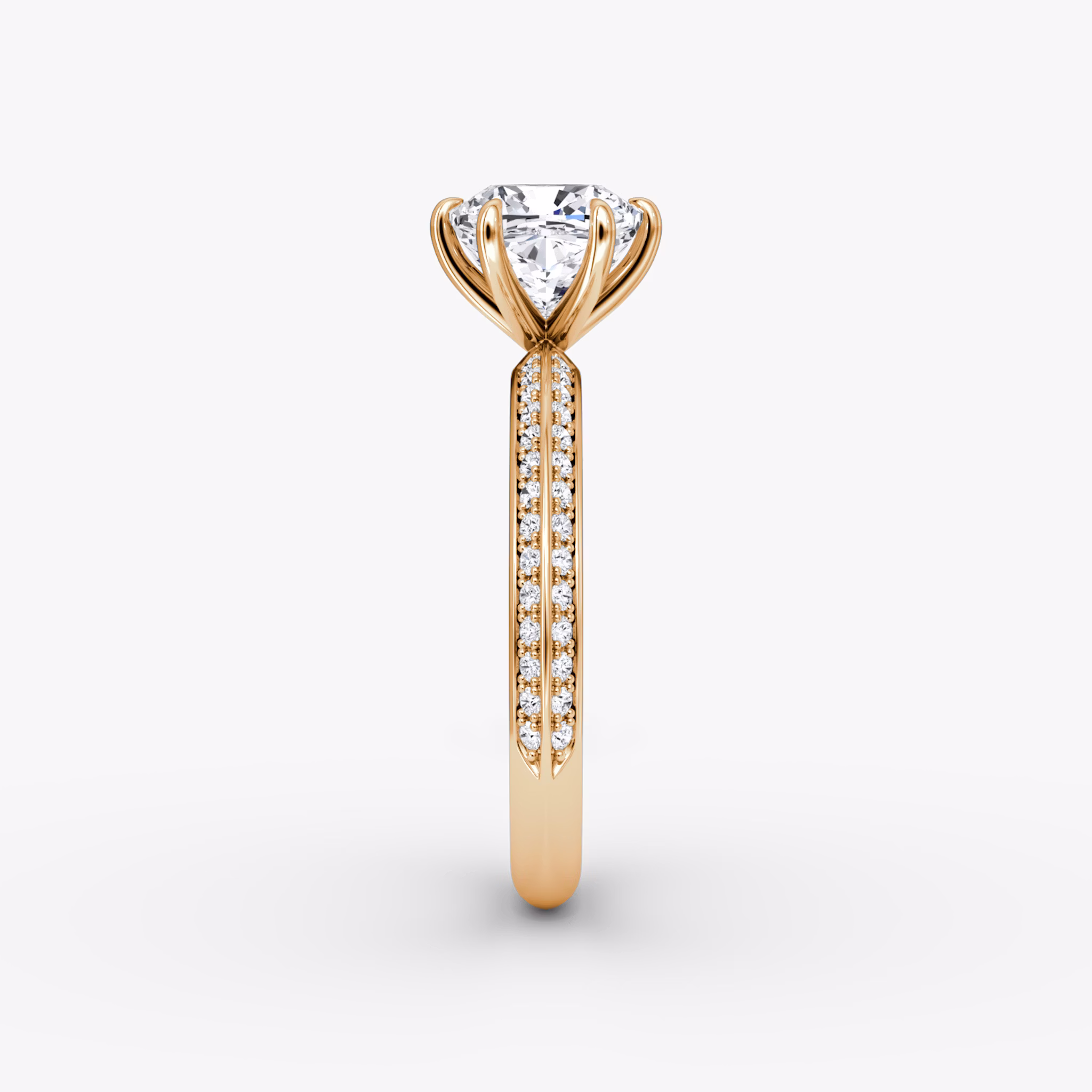 The Knife-Edge | Cushion | 14k | Rose Gold | bandAccent: Pavé | hiddenHalo: no | diamondOrientation: vertical | caratWeight: other