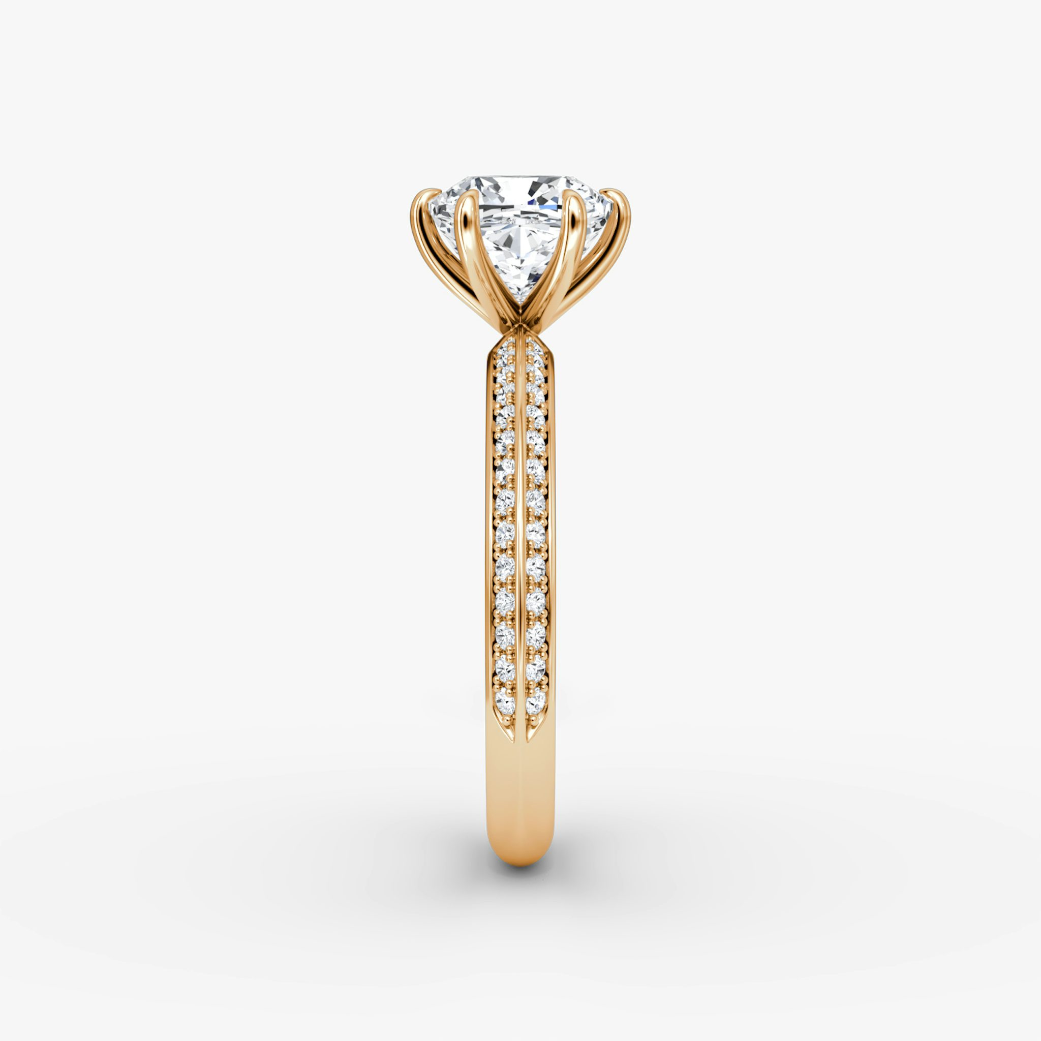 The Knife-Edge | Cushion | 14k | Rose Gold | bandAccent: Pavé | hiddenHalo: no | diamondOrientation: vertical | caratWeight: other