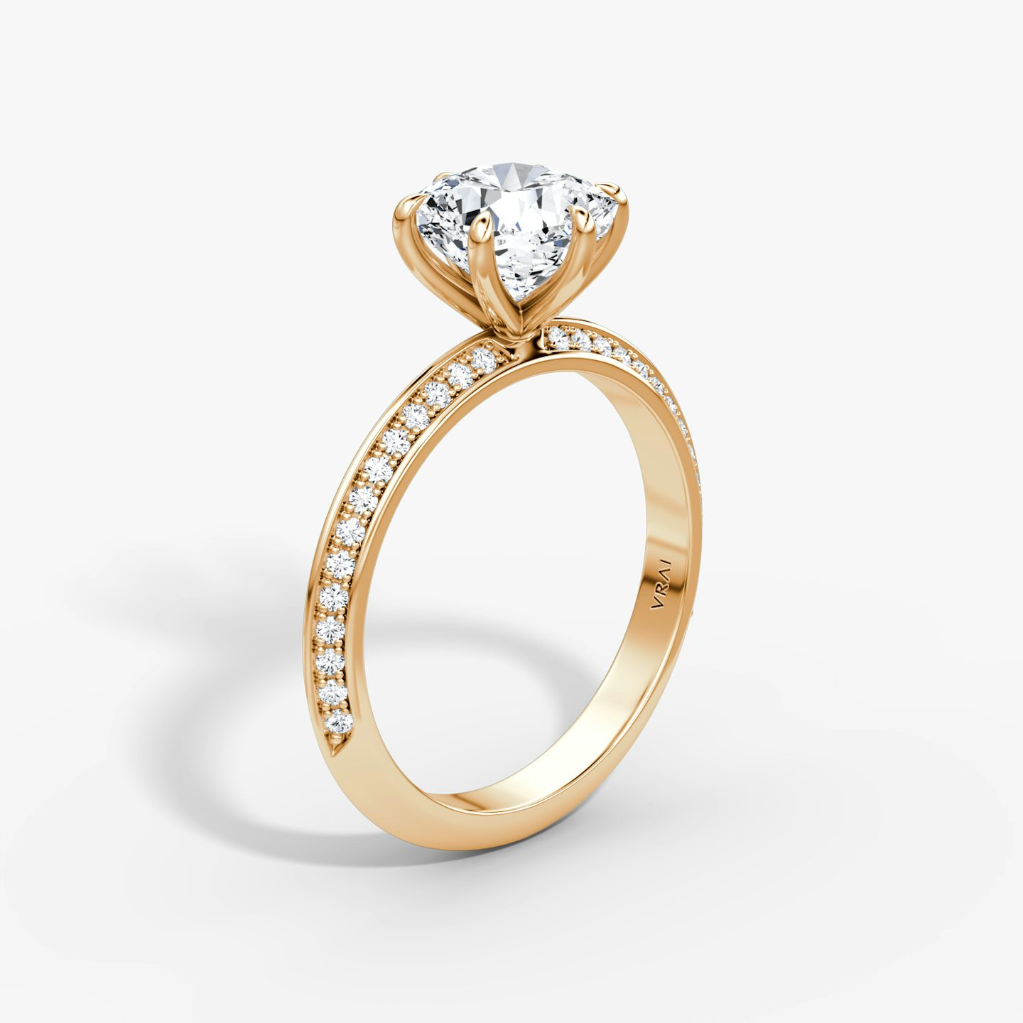 The Knife-Edge | Cushion | 14k | Rose Gold | bandAccent: Pavé | hiddenHalo: no | diamondOrientation: vertical | caratWeight: other