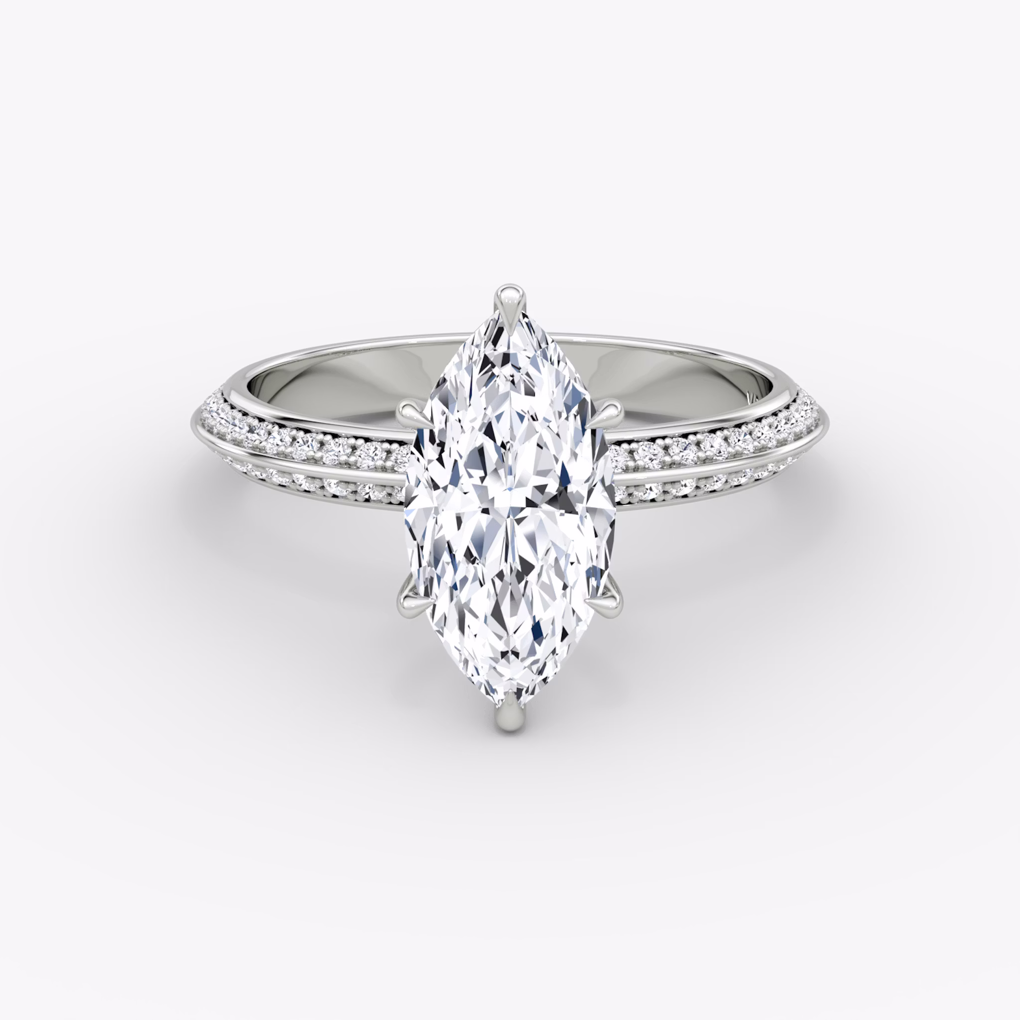 The Knife-Edge | Marquise | 18k | White Gold | bandAccent: Pavé | hiddenHalo: no | diamondOrientation: vertical | caratWeight: other